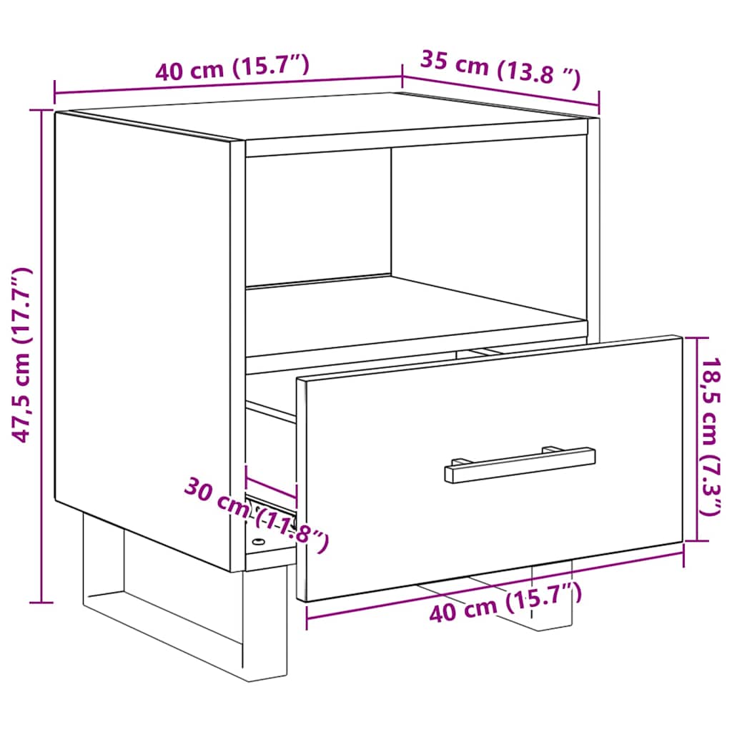 Noćni ormar s ladicama 2 pcs Crni hrast 40 x 35 x 47,5 cm