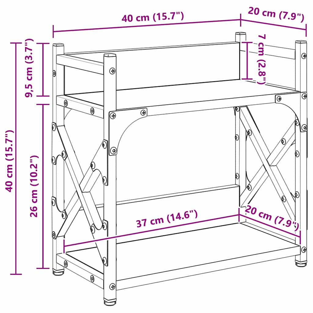 Držač za printer Staro drvo 40 x 20 x 40 cm Konstruirano drvo