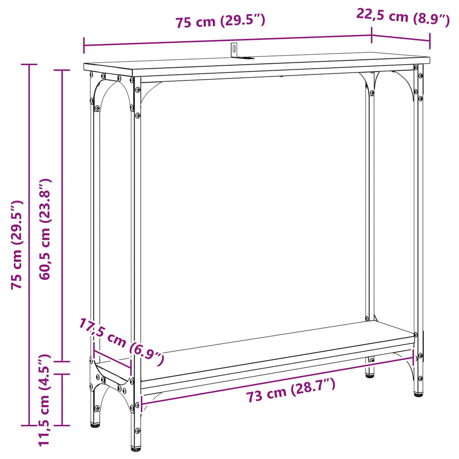 Konzolna stolica Crni hrast 75 x 22,5 x 75 cm Konstruirano drvo