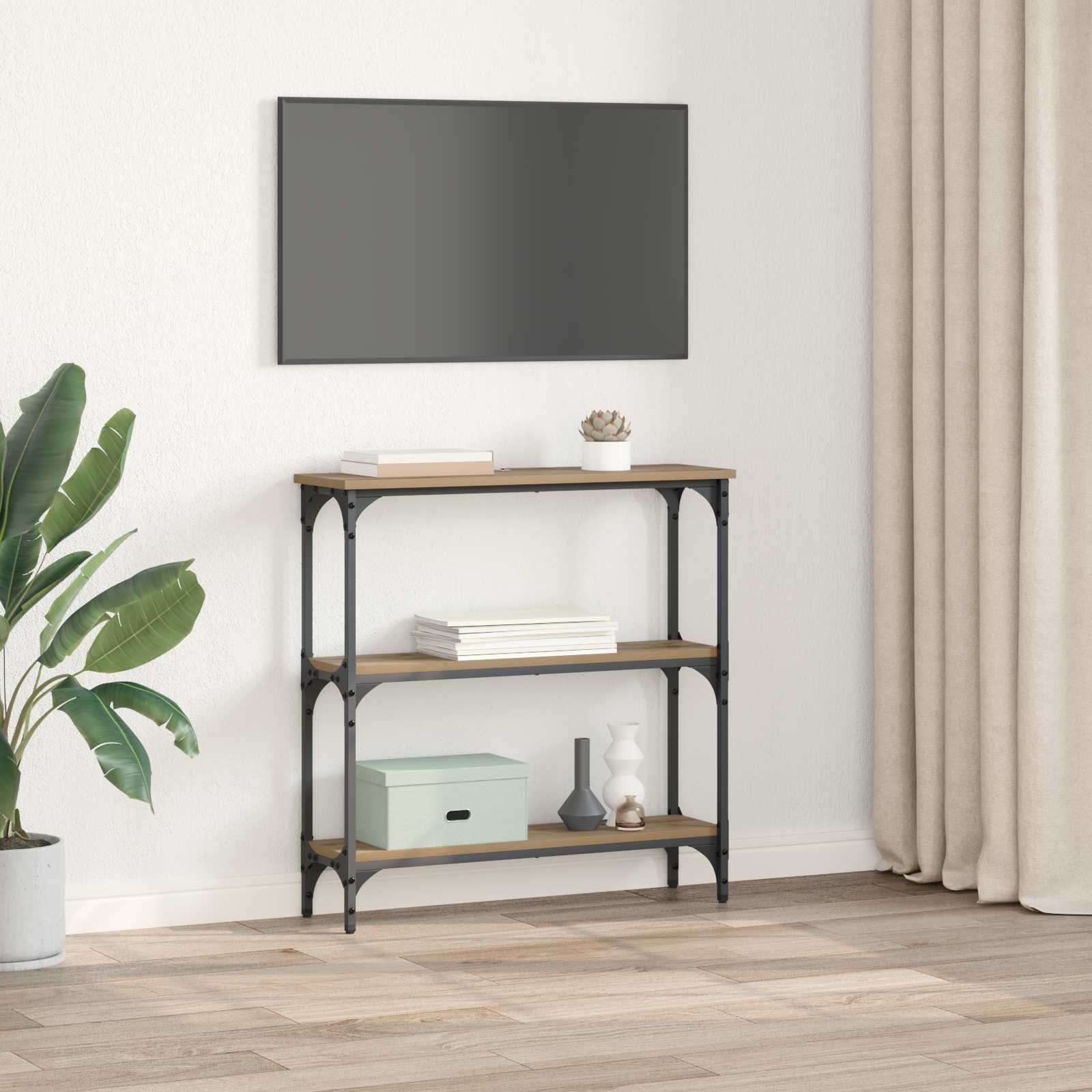 Konzolna stolica s policom Umjetnički hrast 75 x 22,5 x 75 cm