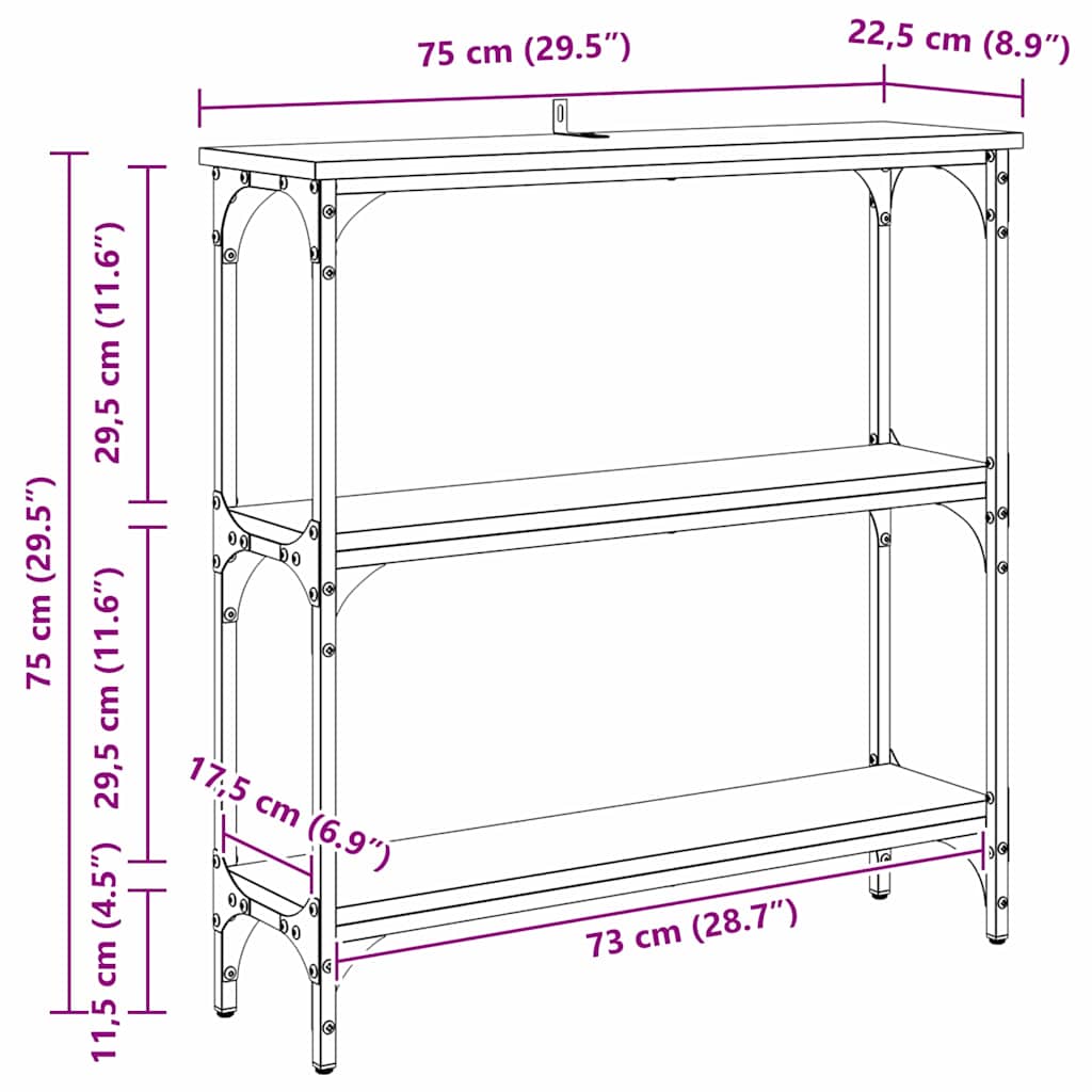 Konzolna stolica Crni hrast 75 x 22,5 x 75 cm Konstruirano drvo