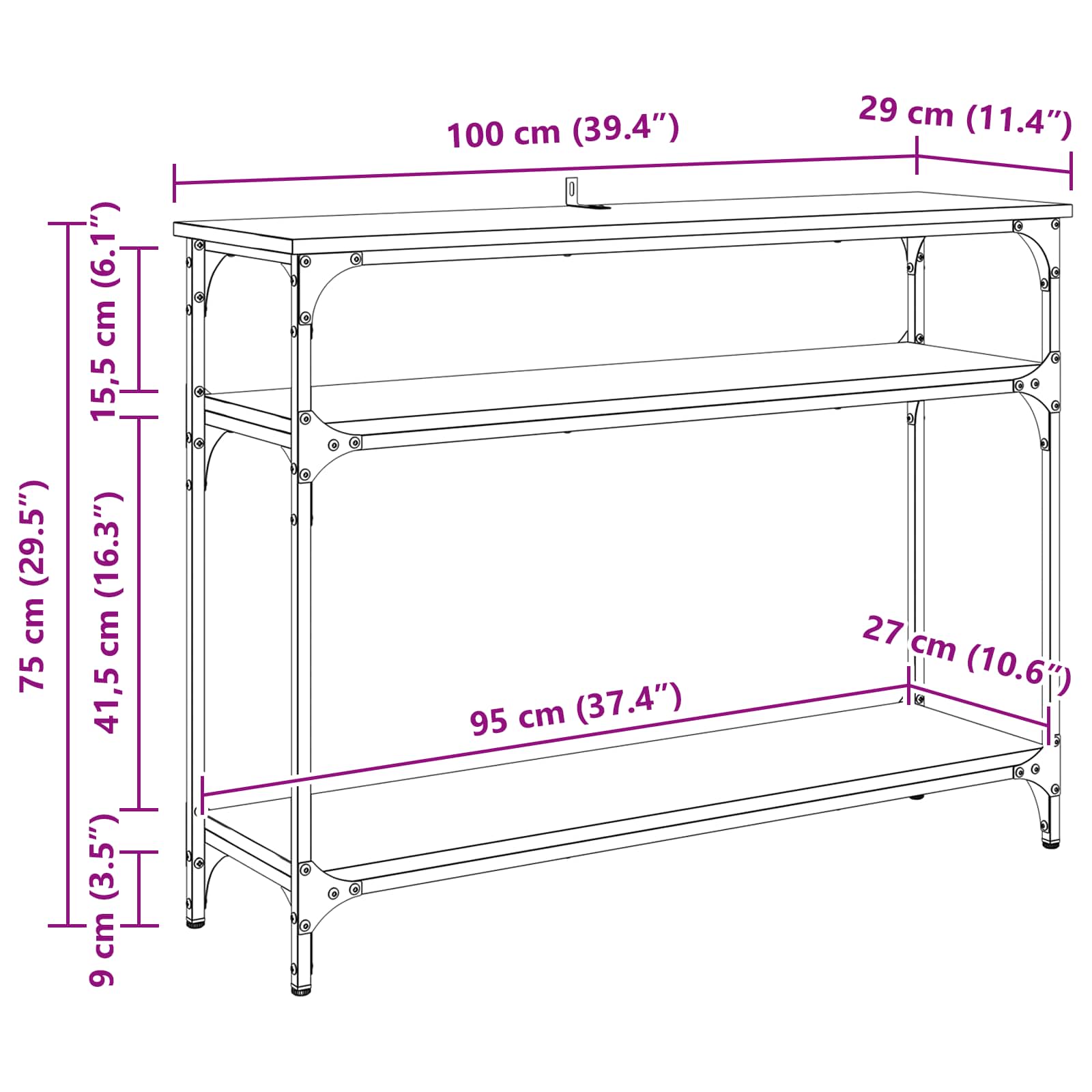 Konzolna stolica Crni hrast 100 x 29 x 75 cm Konstruirano drvo
