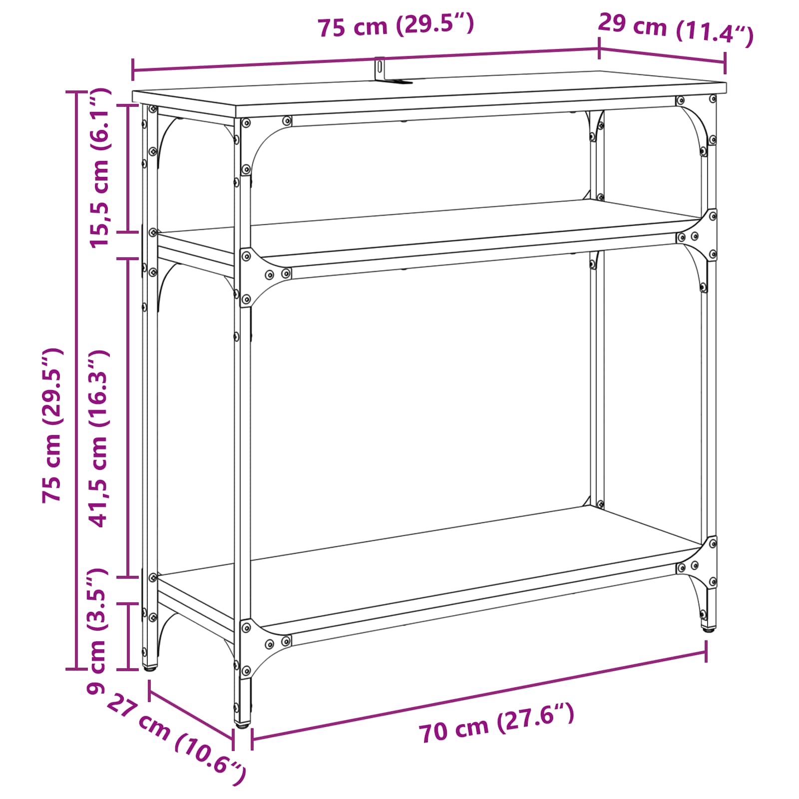 Konzolna stolica Staro drvo 75 x 29 x 75 cm Konstruirano drvo