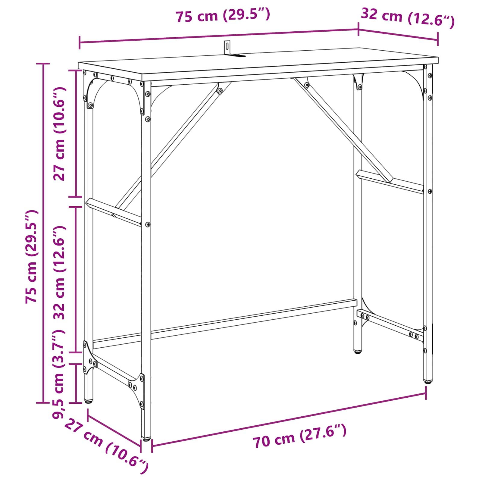 Konzolna stolica Staro drvo 75 x 32 x 75 cm Konstruirano drvo