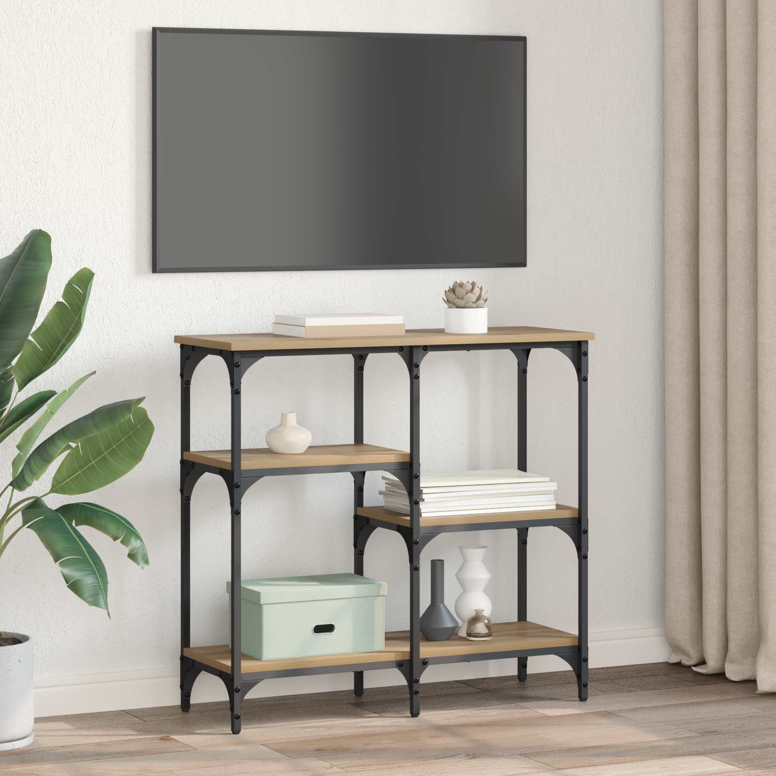 Konzolna stolica s policom Umjetnički hrast 80 x 29 x 75 cm