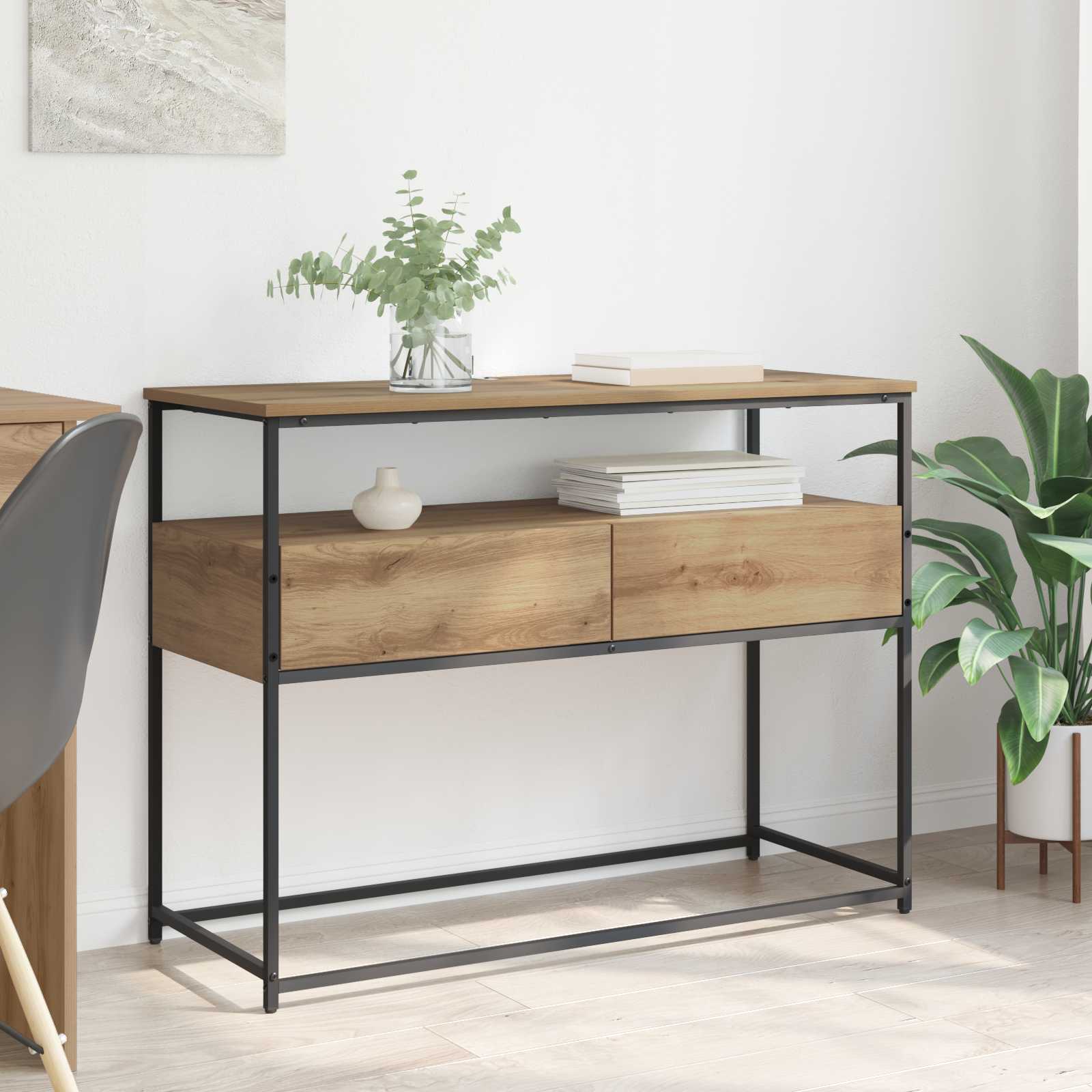 Konzolna stolica s ladicama Umjetnički hrast 100 x 40 x 75 cm