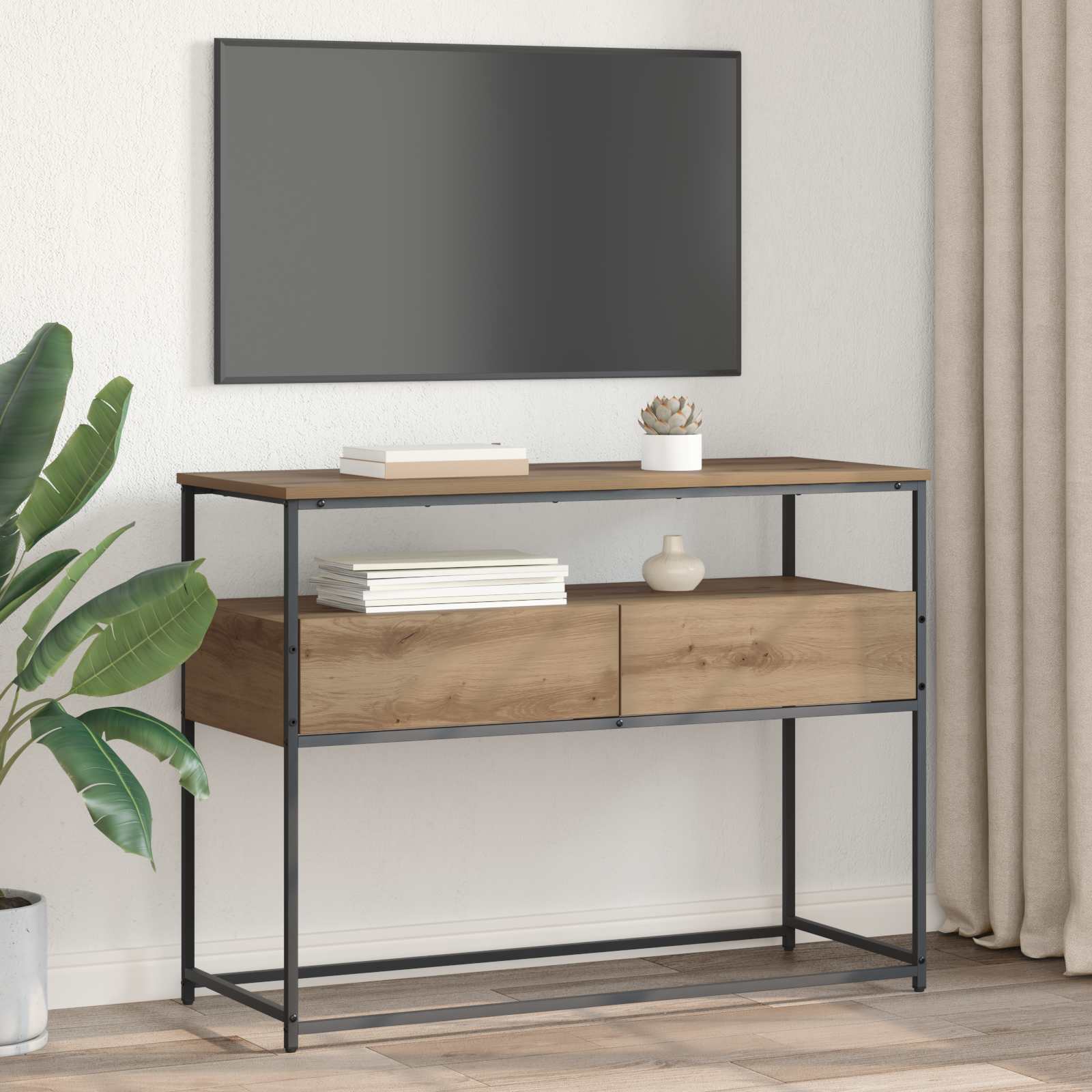 Konzolna stolica s ladicama Umjetnički hrast 100 x 40 x 75 cm