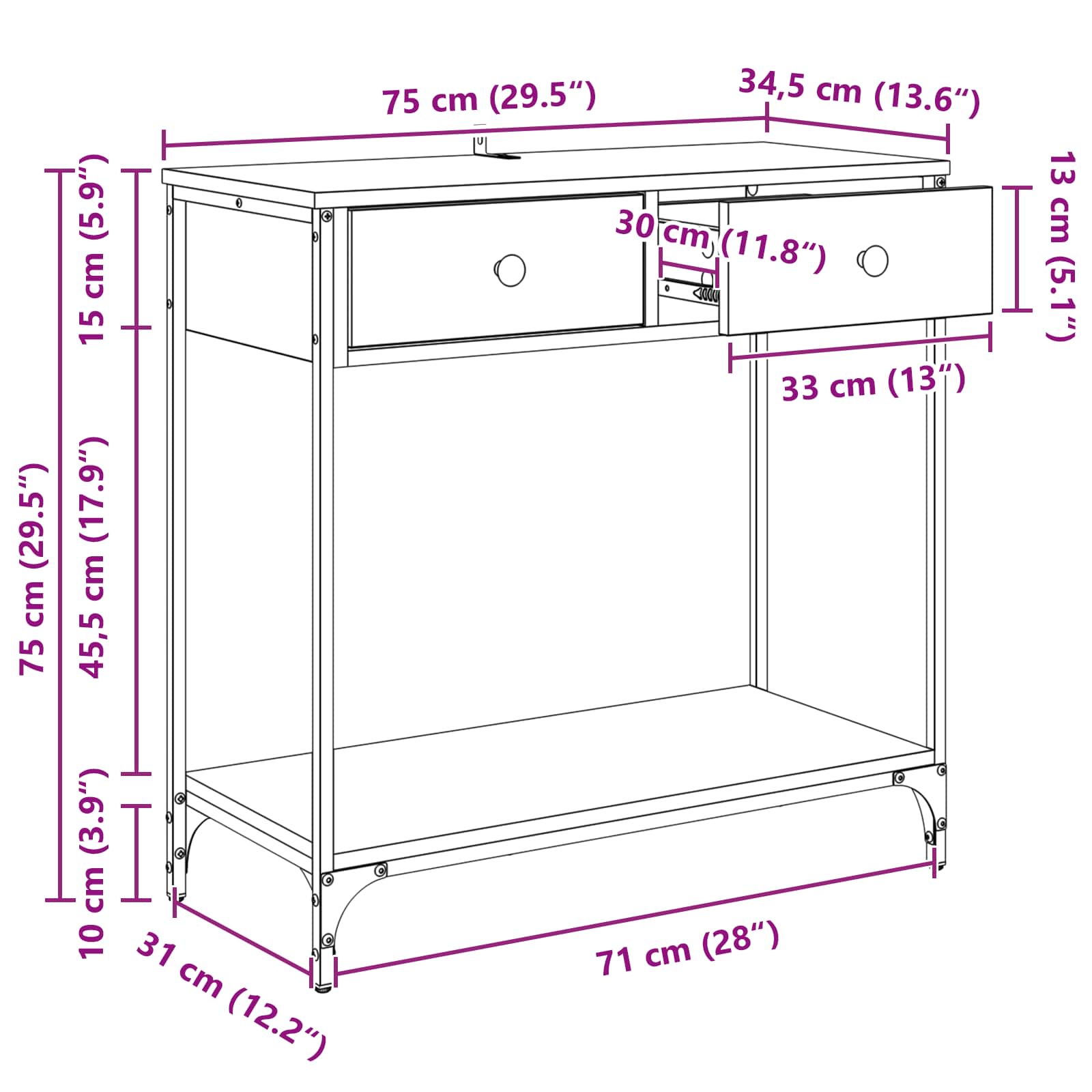 Konzolna stolica Staro drvo 75 x 34,5 x 75 cm Konstruirano drvo