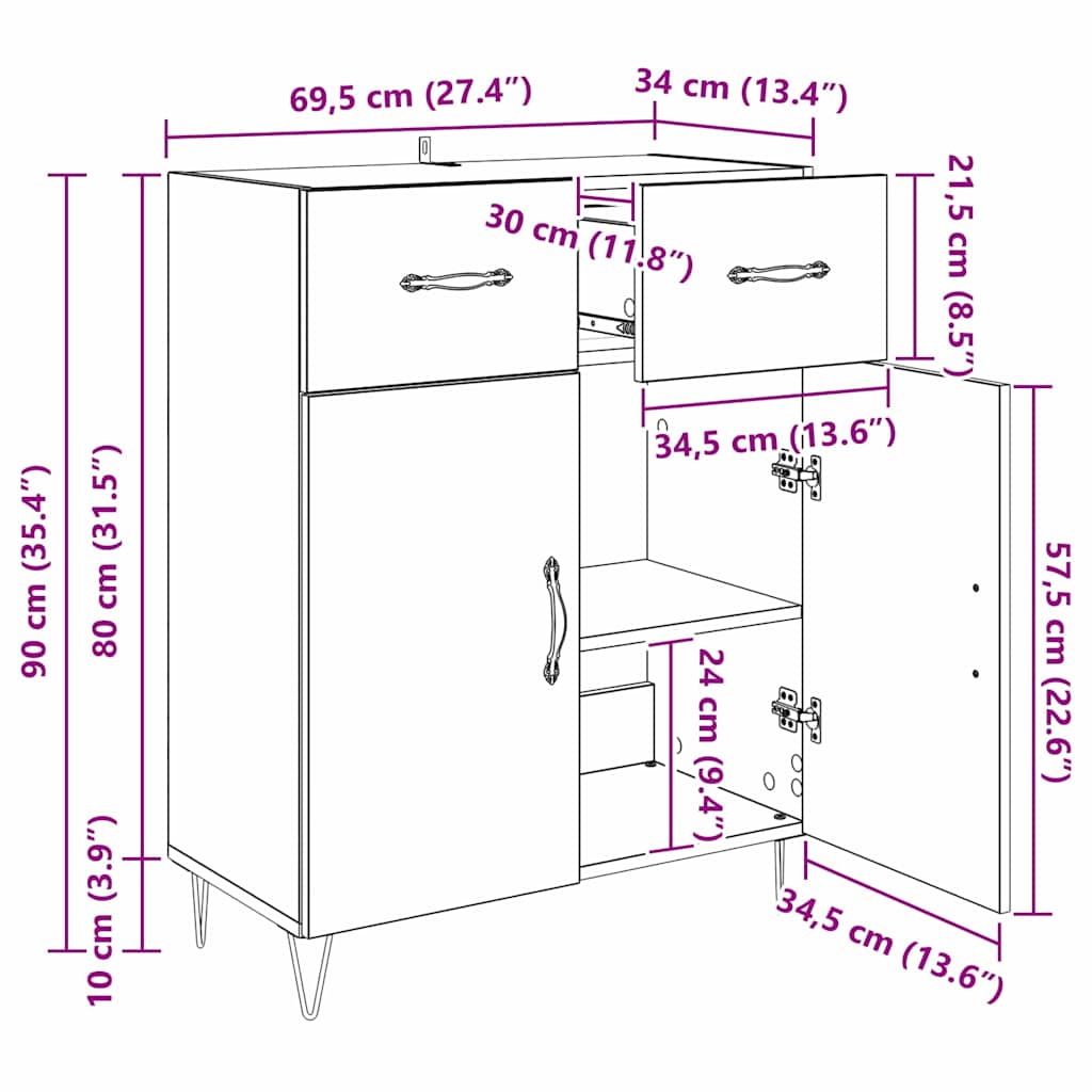 Kreveta Staro drvo 69,5 x 34 x 90 cm Konstruirano drvo