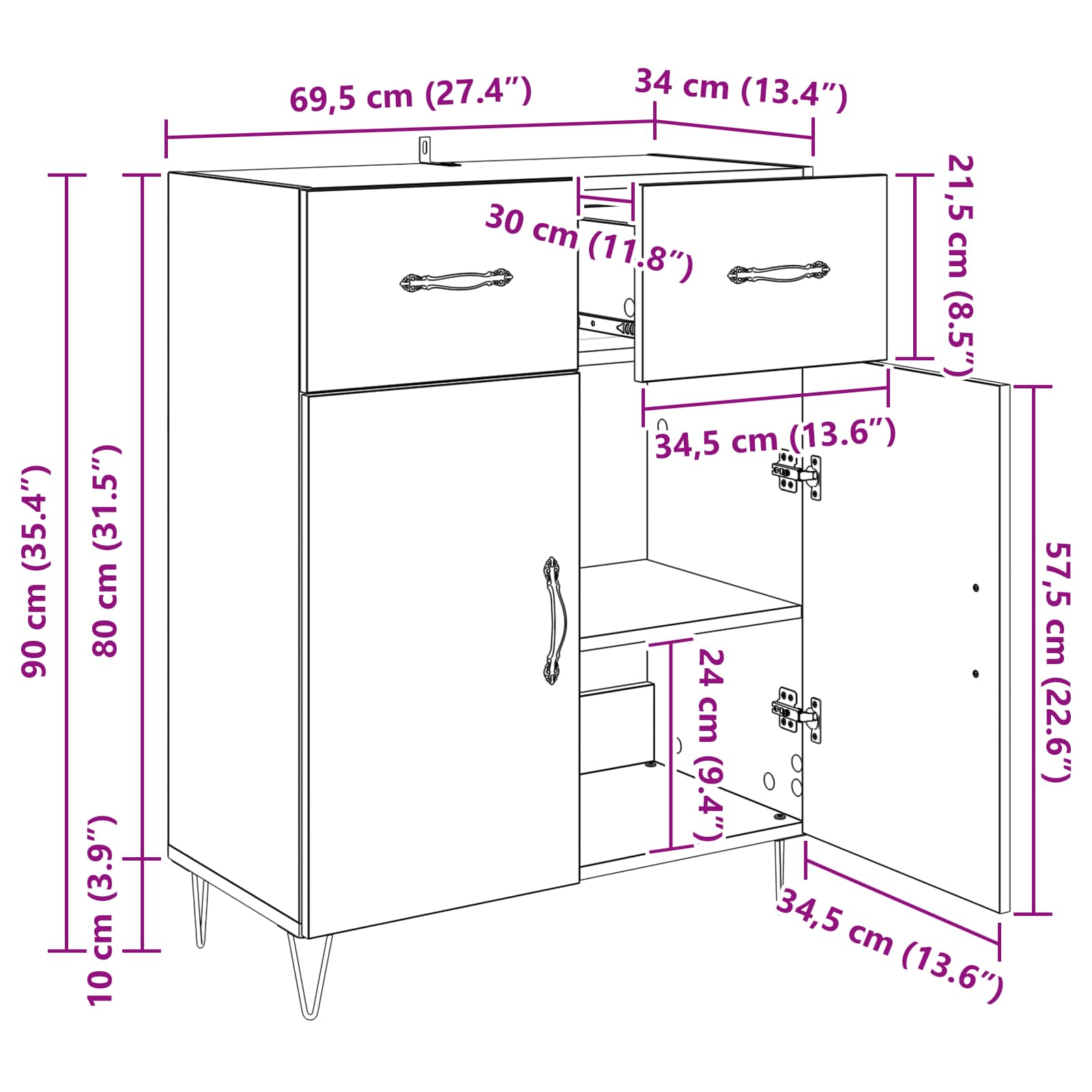 Kreveta Crni hrast 69,5 x 34 x 90 cm Konstruirano drvo