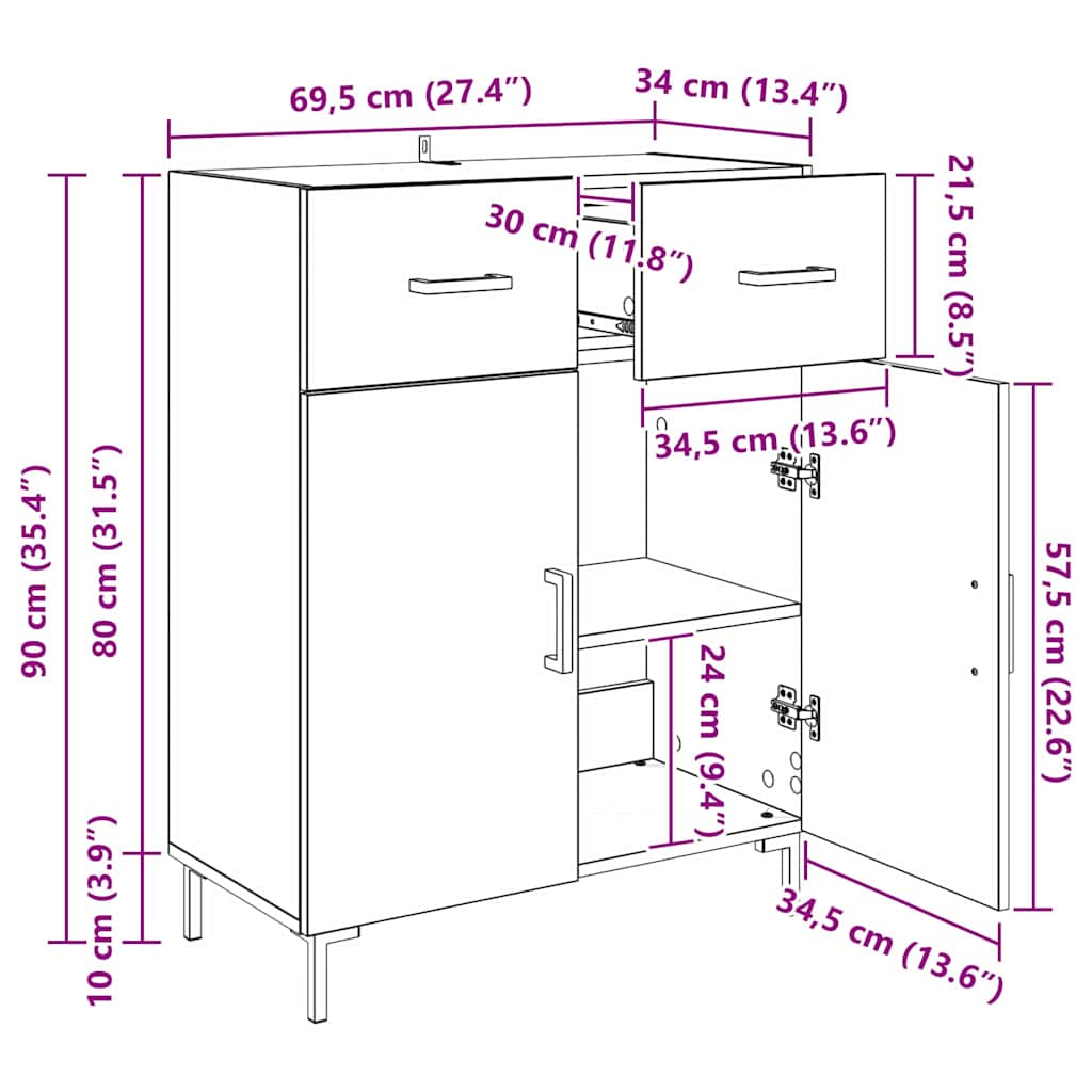 Kreveta Crni hrast 69,5 x 34 x 90 cm Konstruirano drvo