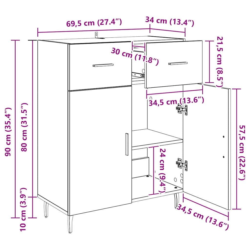 Kreveta Crni hrast 69,5 x 34 x 90 cm Konstruirano drvo