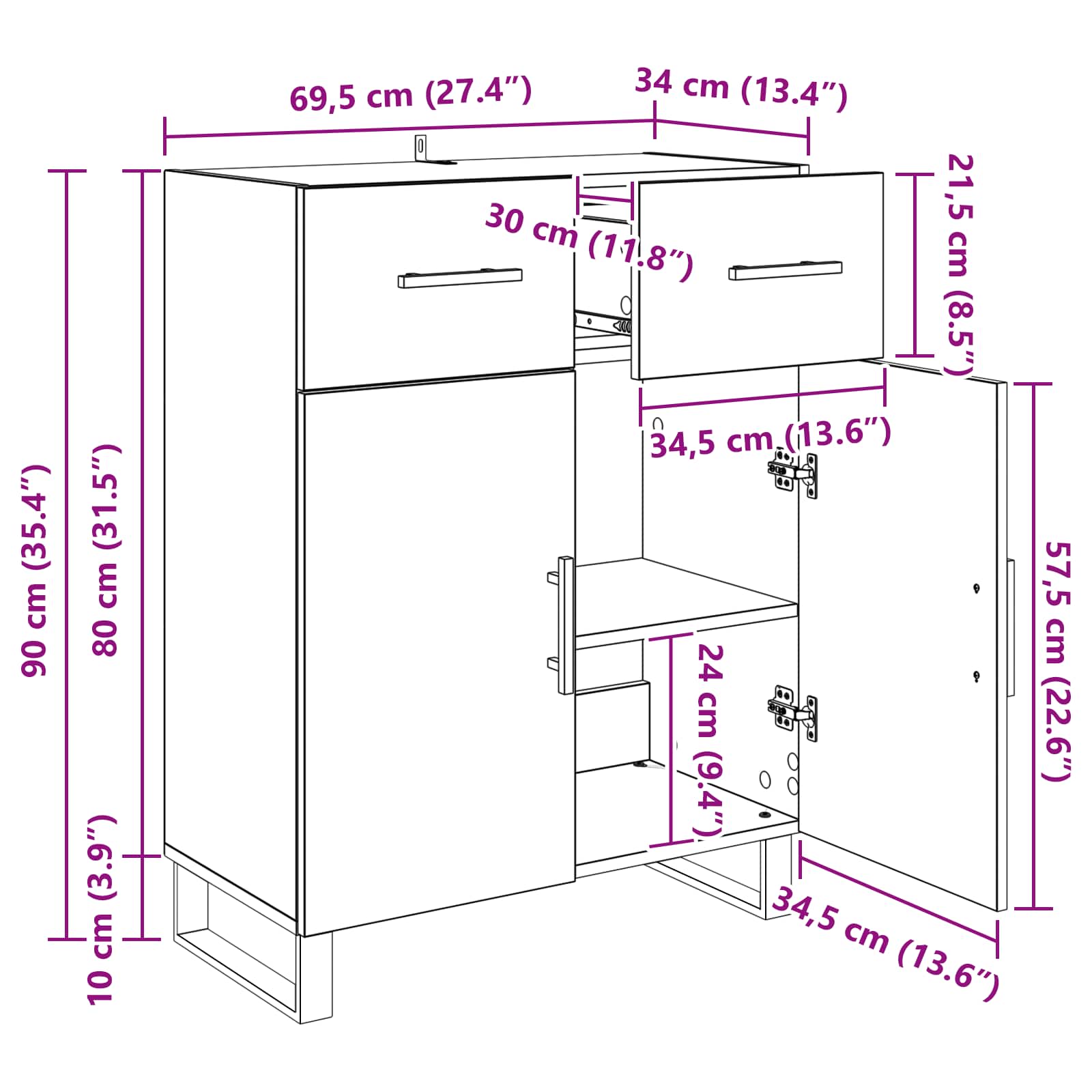 Kreveta Crni hrast 69,5 x 34 x 90 cm Konstruirano drvo