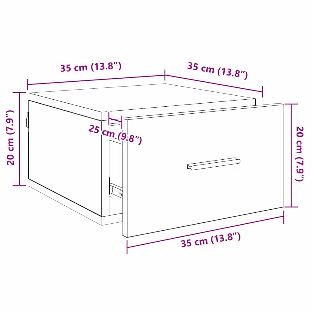 Noćni ormar 2 pcs Crni hrast 35 x 35 x 20 cm Konstruirano drvo