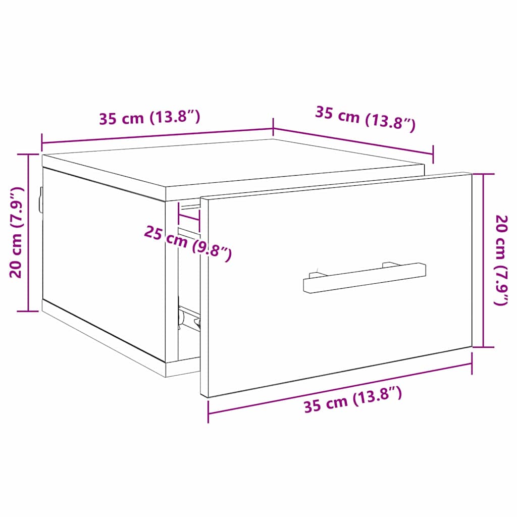 Noćni ormar Zidne Staro drvo 35 x 35 x 20 cm Konstruirano drvo