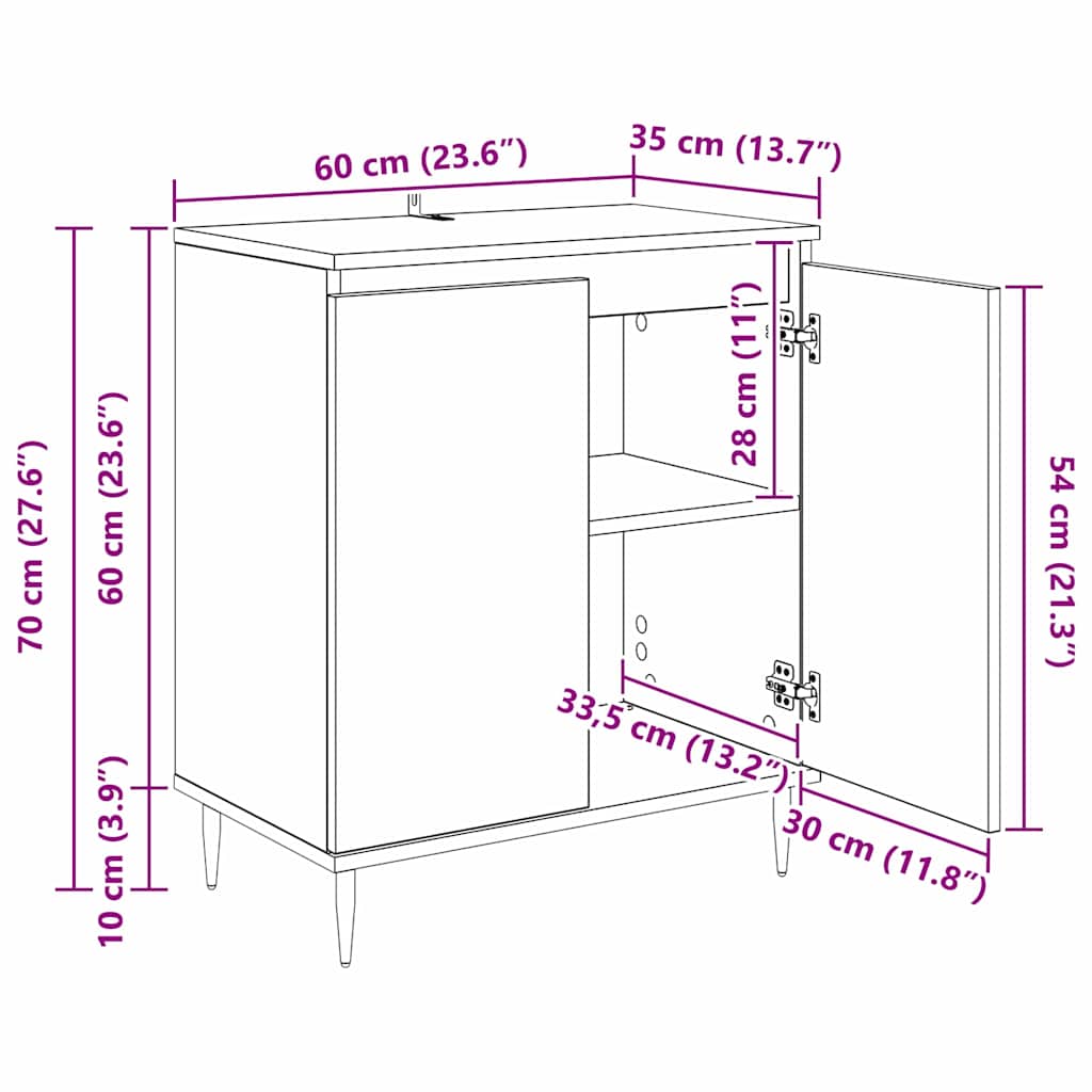 Kreveta Umjetnički hrast 60 x 35 x 70 cm Konstruirano drvo