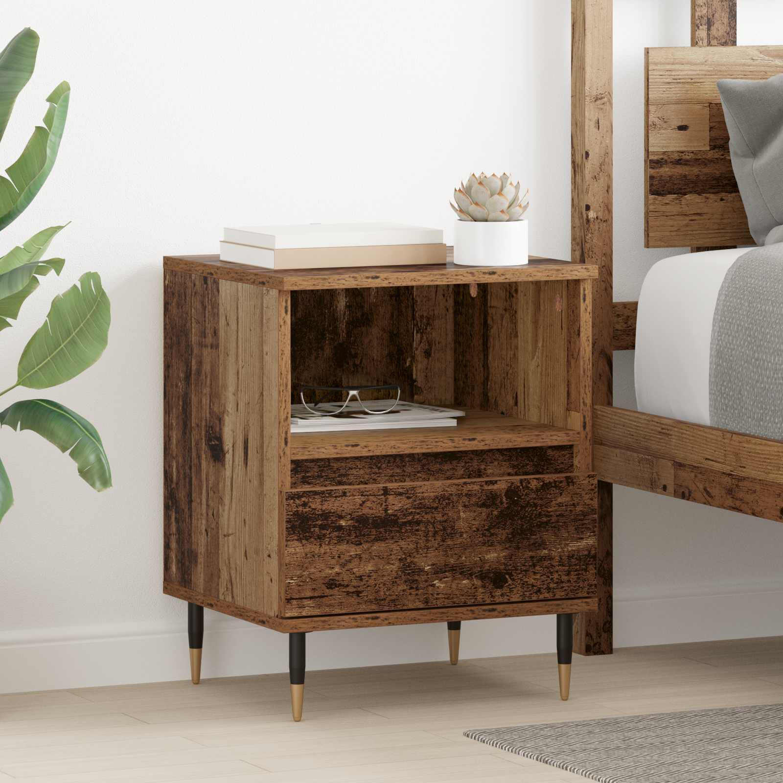 Noćni ormar 2 pcs Staro drvo 40 x 35 x 50 cm Konstruirano drvo