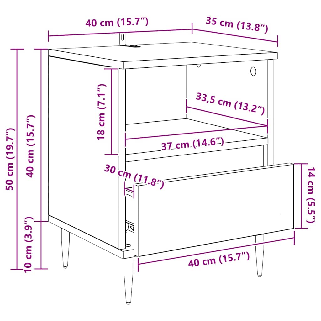 Noćni ormar 2 pcs Staro drvo 40 x 35 x 50 cm Konstruirano drvo