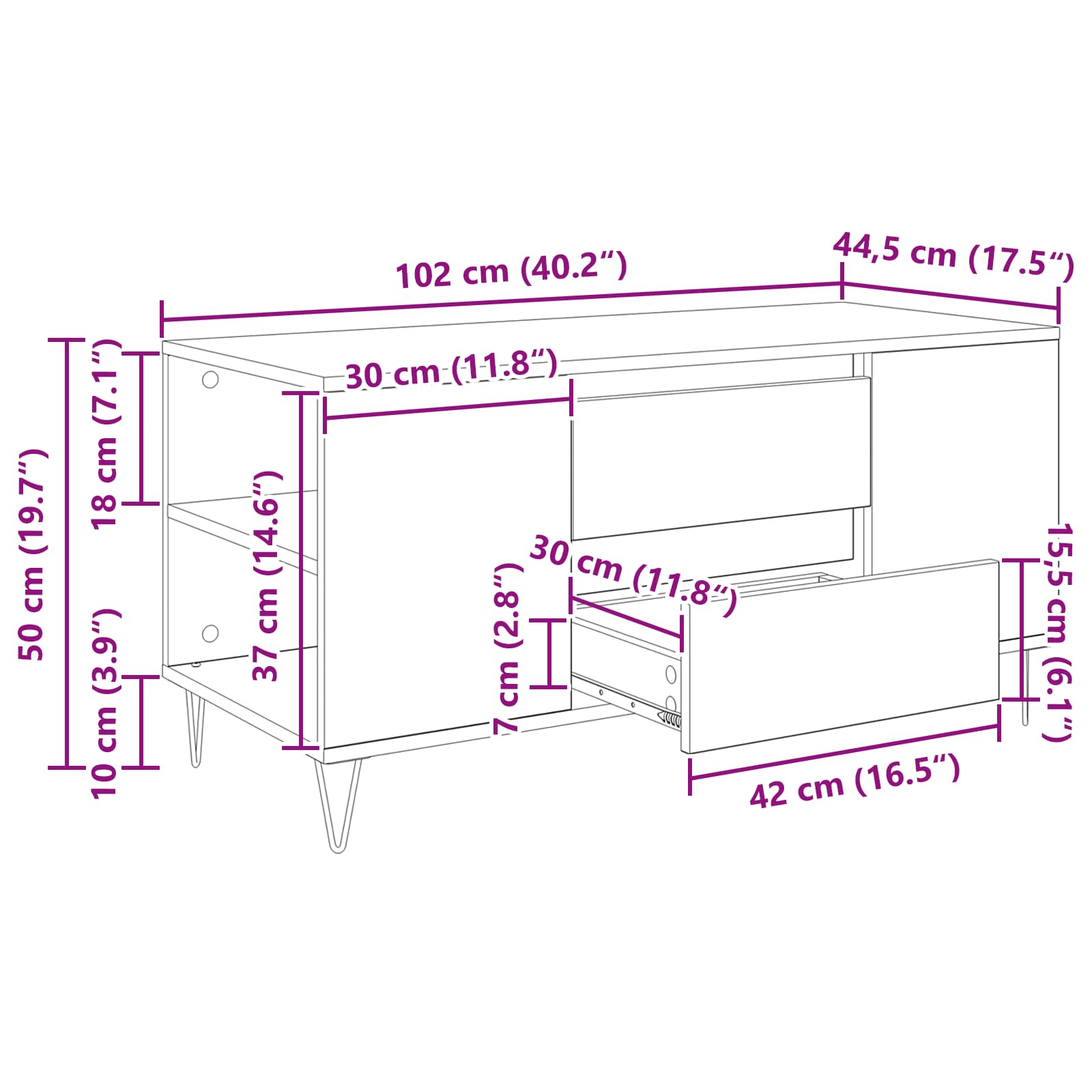 Kava Stol Umjetnički hrast 102 x 44,5 x 50 cm Konstruirano drvo