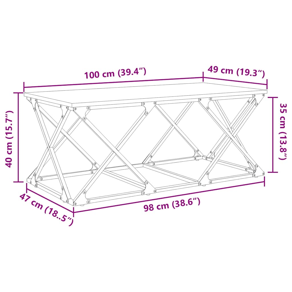 Kava Stol Crni hrast 100 x 49 x 40 cm Konstruirano drvo