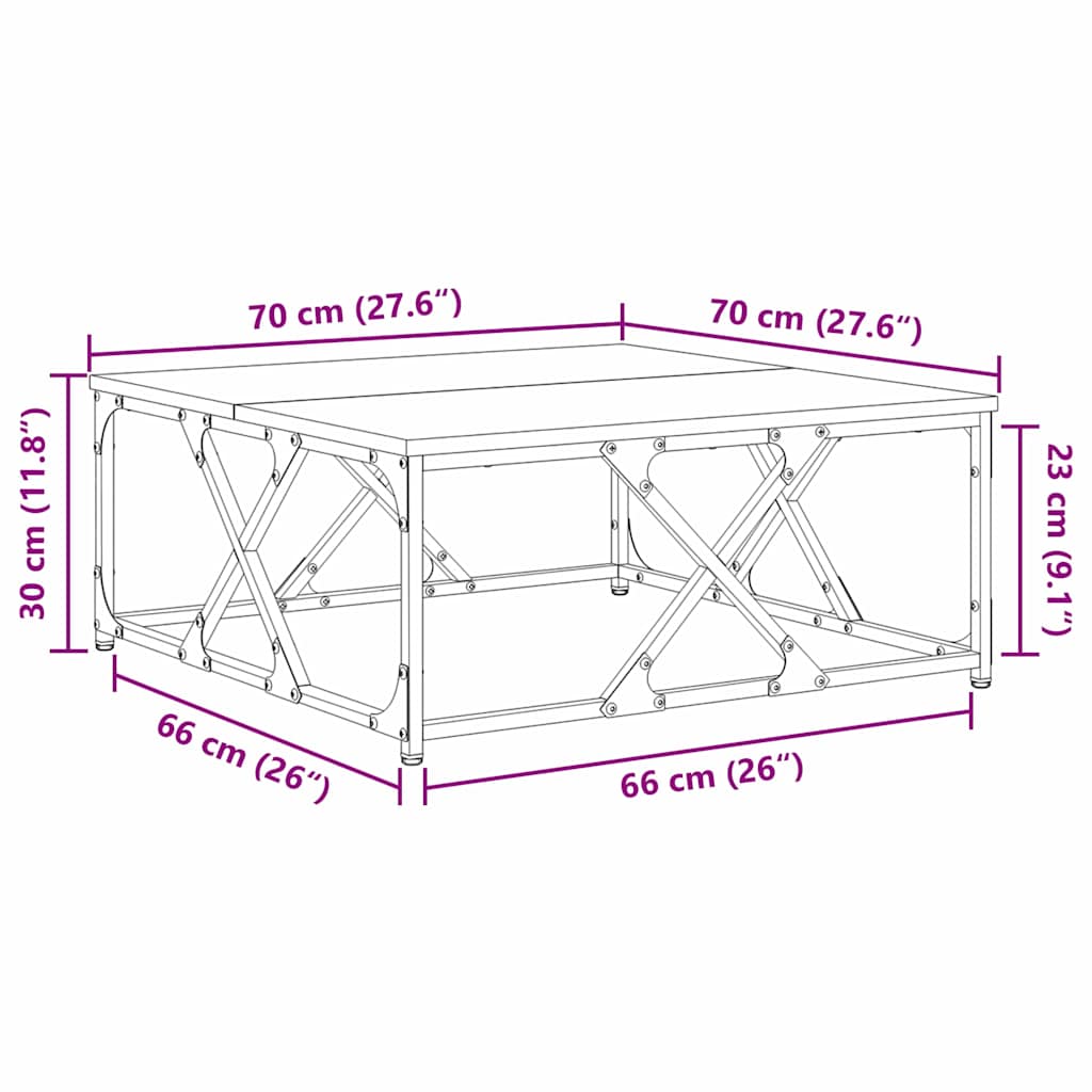 Kava Stol Staro drvo 70 x 70 x 30 cm Konstruirano drvo