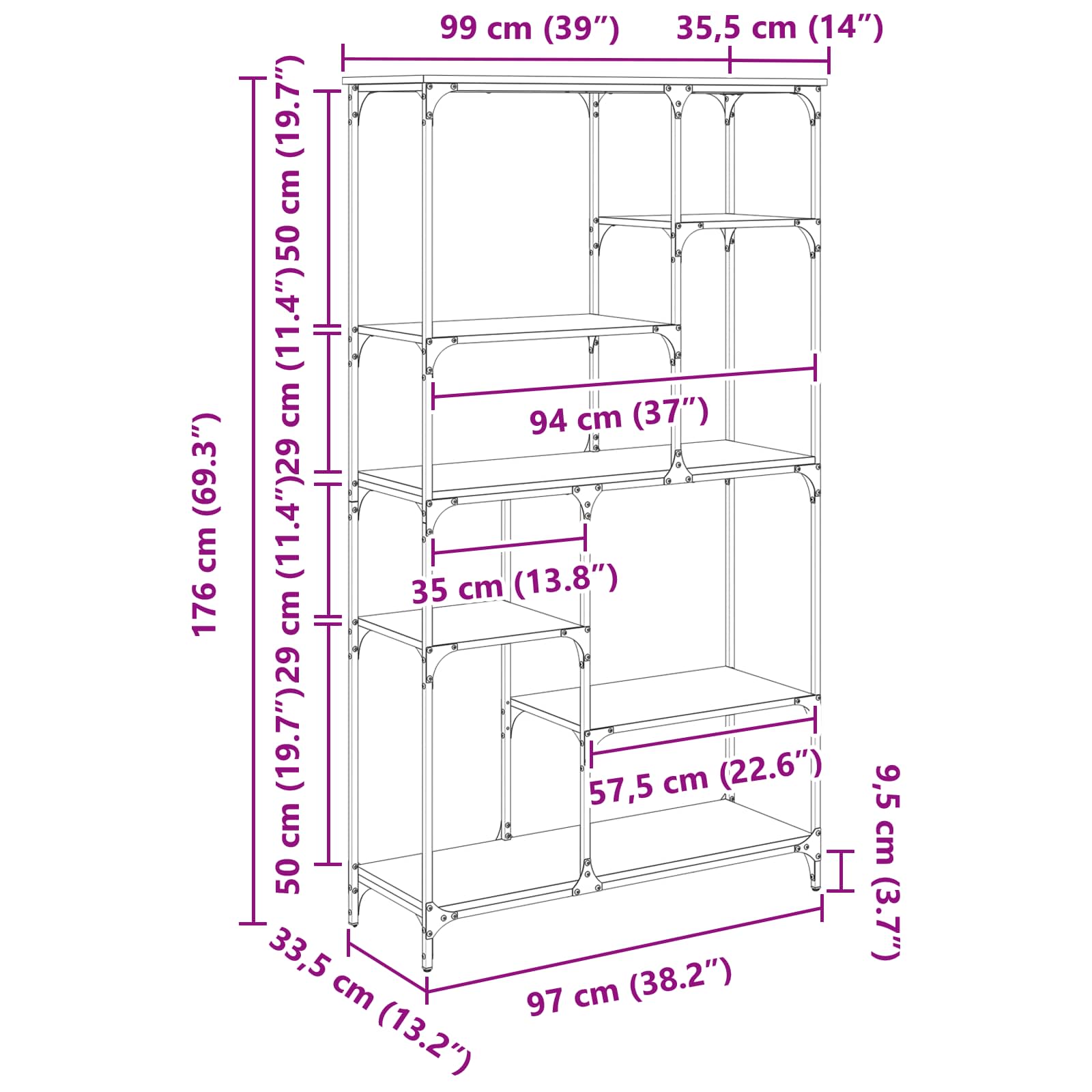 Polica Staro drvo 99 x 35,5 x 176 cm Konstruirano drvo