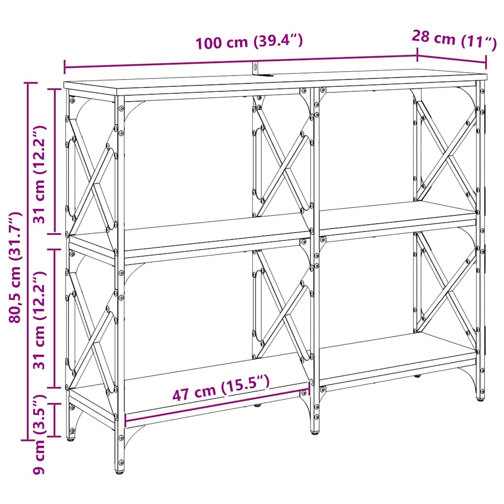 Konzolna stolica Crni hrast 100 x 28 x 80,5 cm
