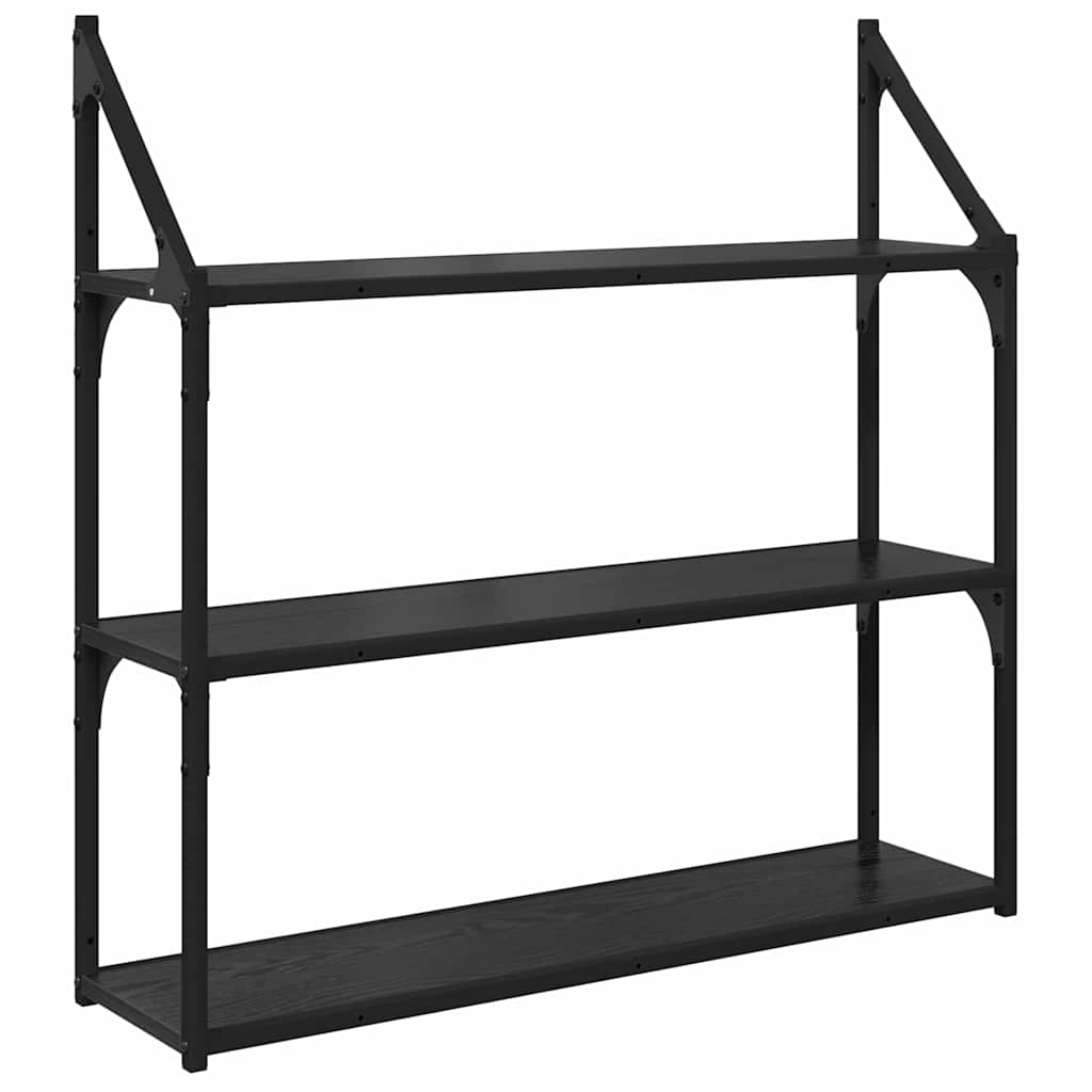 Polica na zidu Crni hrast 80 x 21 x 78,5 cm Konstruirano drvo