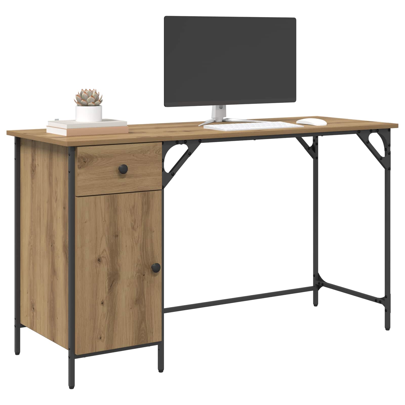 Računalni stol s ladicama Umjetnički hrast 131 x 48 x 75 cm