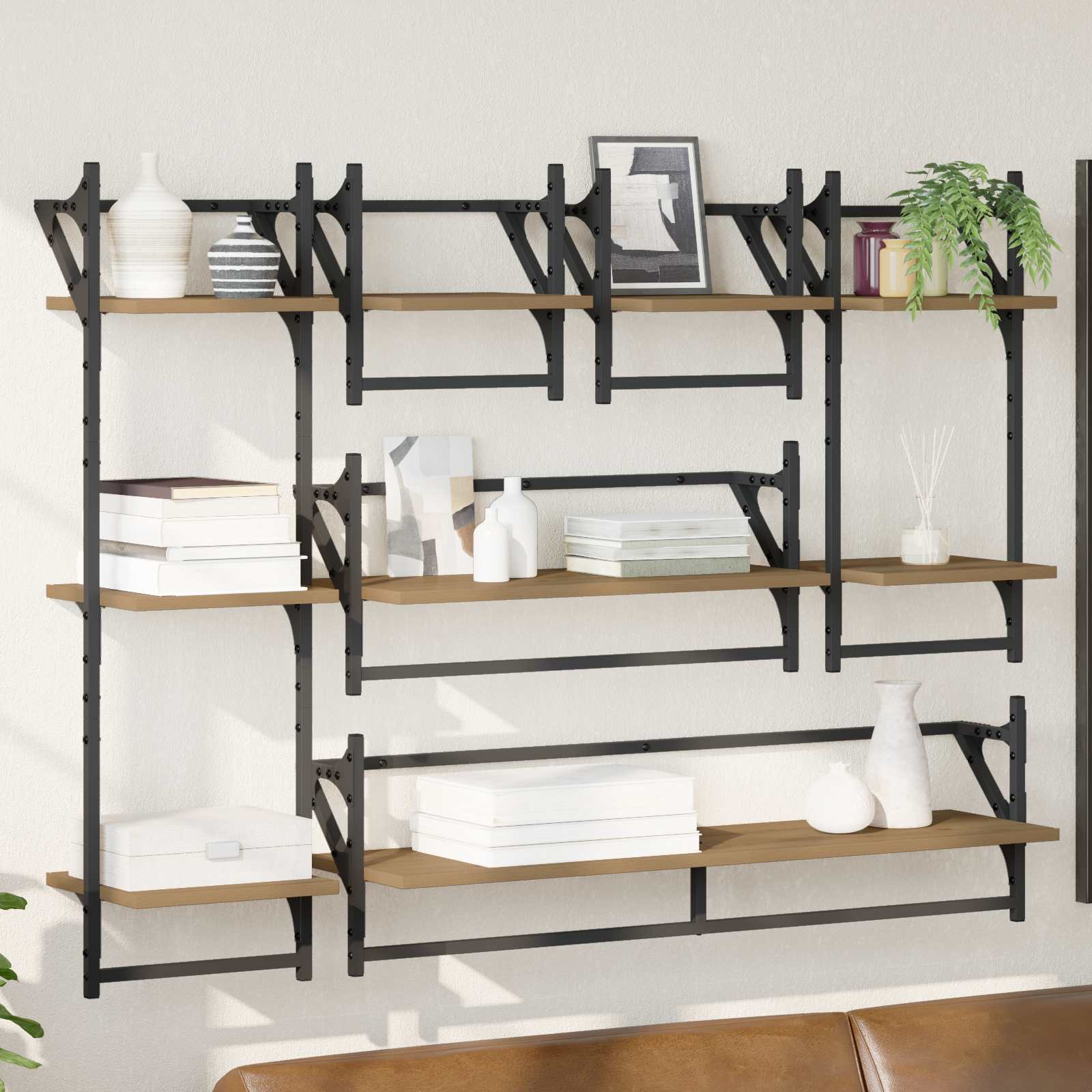 Set zidnih polica Zidne 6 pcs Umjetnički hrast 100 x 25 x 30 cm