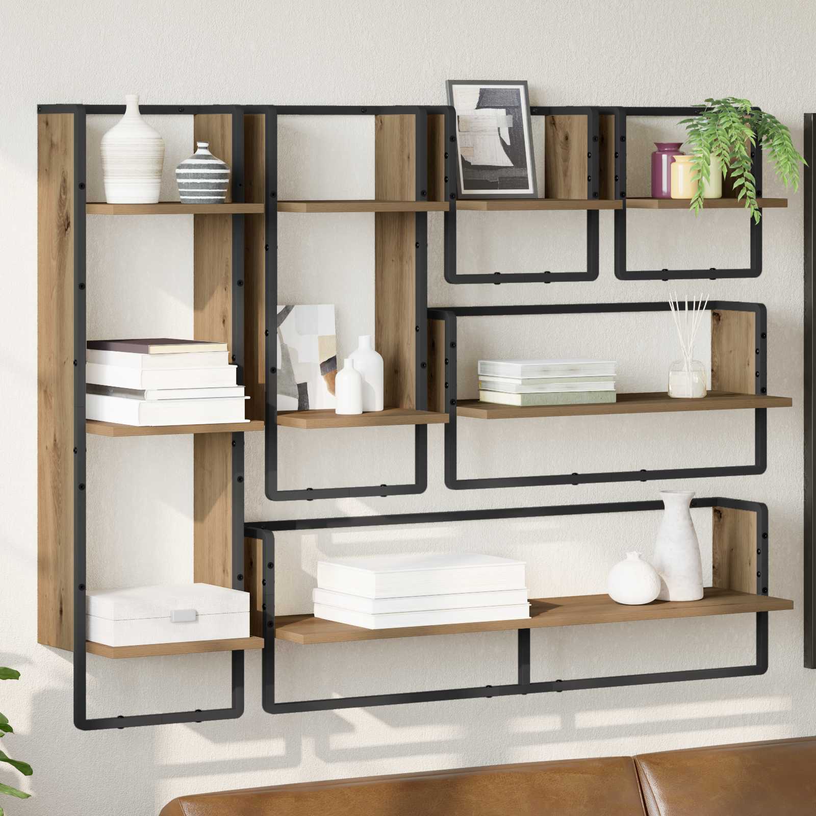 Set zidnih polica Zidne 6 pcs Umjetnički hrast 100 x 25 x 30 cm