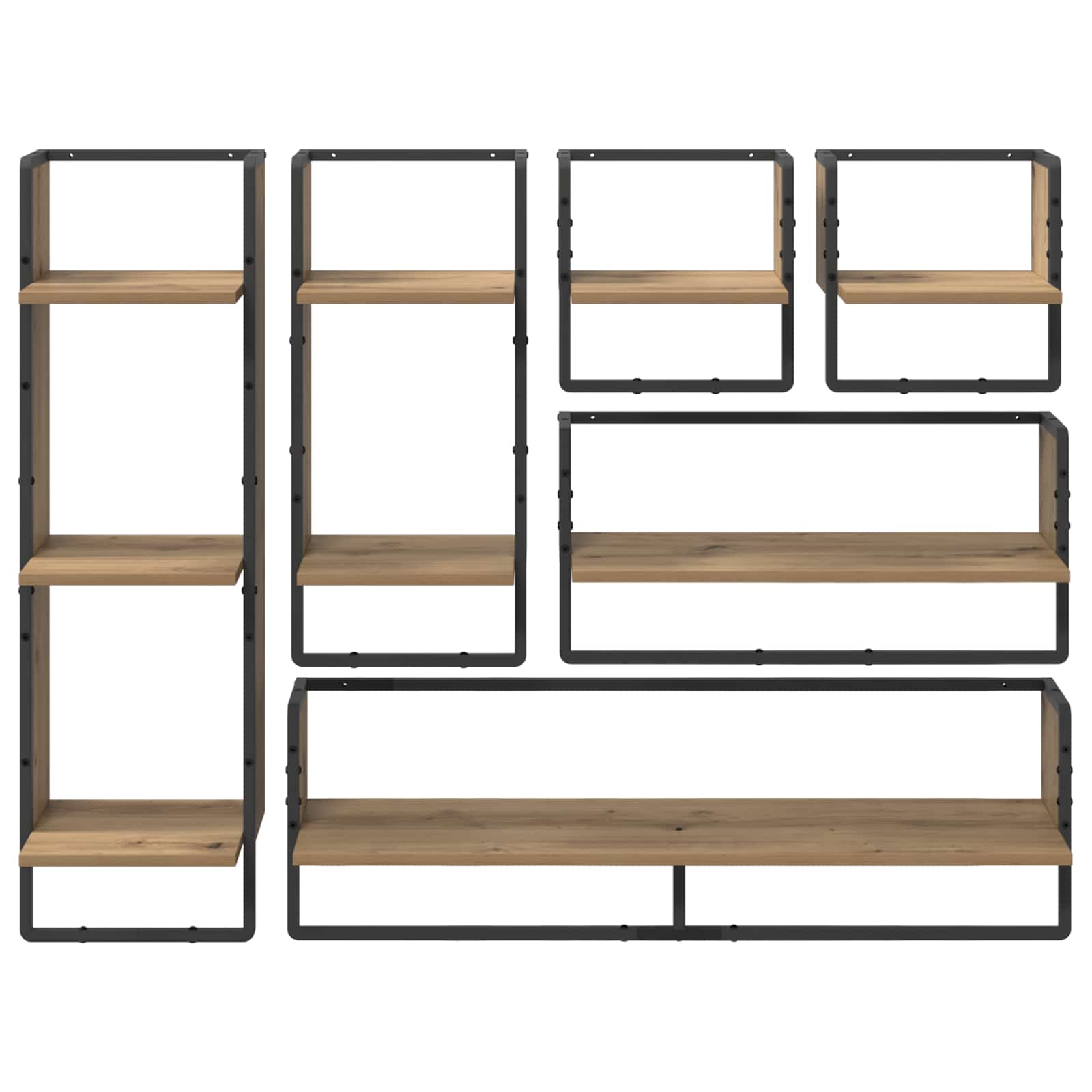 Set zidnih polica Zidne 6 pcs Umjetnički hrast 100 x 25 x 30 cm