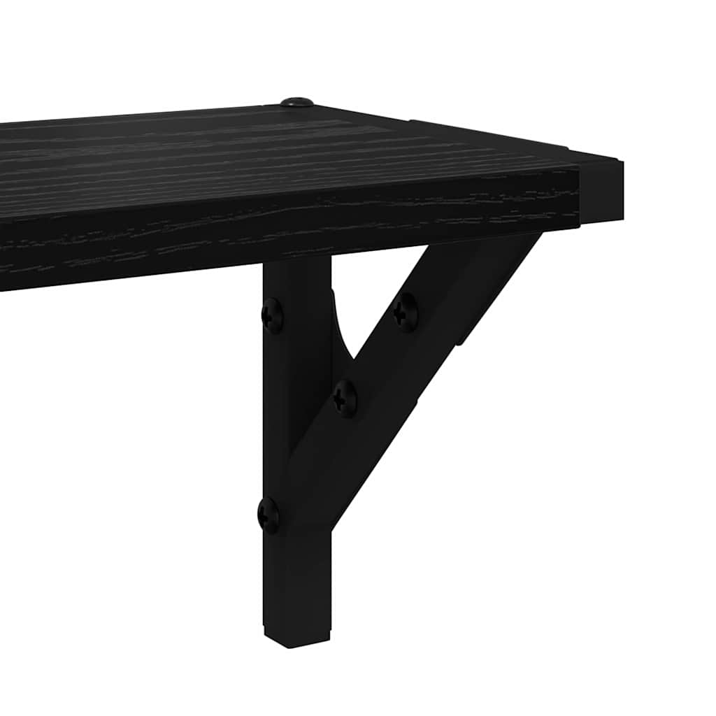 Police na zidu s policom 2 pcs Crni hrast 80 x 15 x 15,5 cm