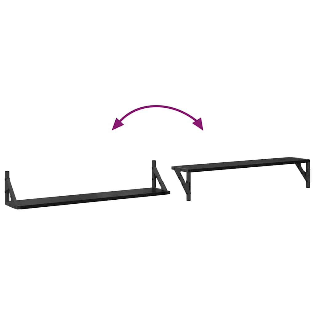 Police na zidu s policom 2 pcs Crni hrast 80 x 15 x 15,5 cm