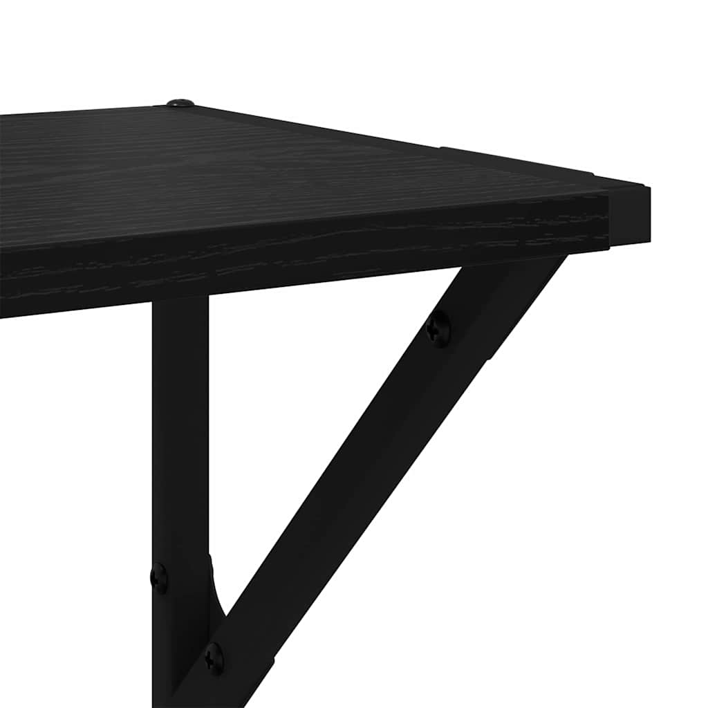 Police na zidu s policom 2 pcs Crni hrast 60 x 25 x 25,5 cm