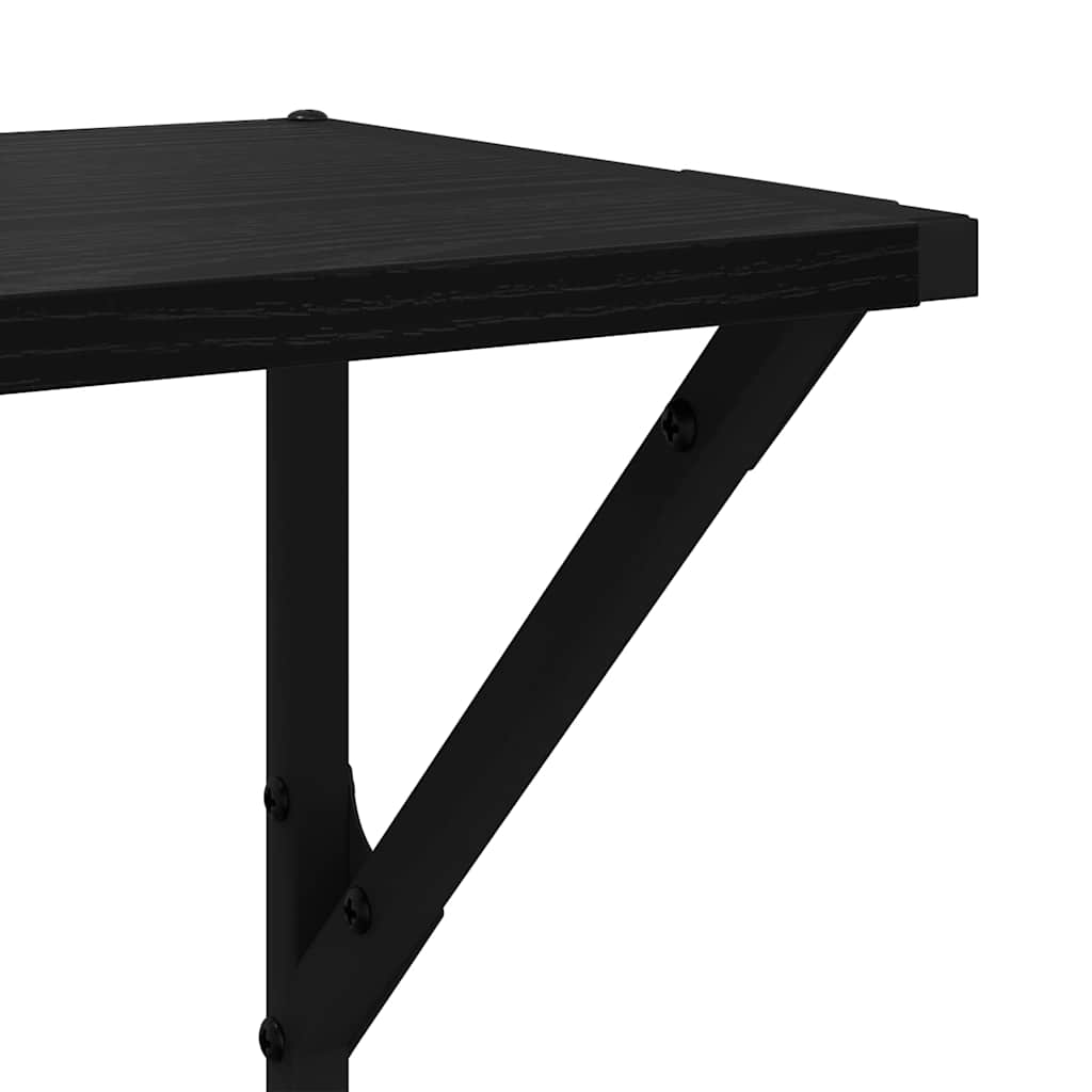 Police na zidu s policom 2 pcs Crni hrast 80 x 25 x 25,5 cm