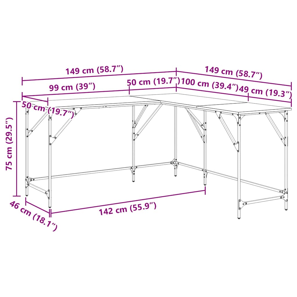 Stol Crni hrast 149 x 149 x 75 cm Konstruirano drvo