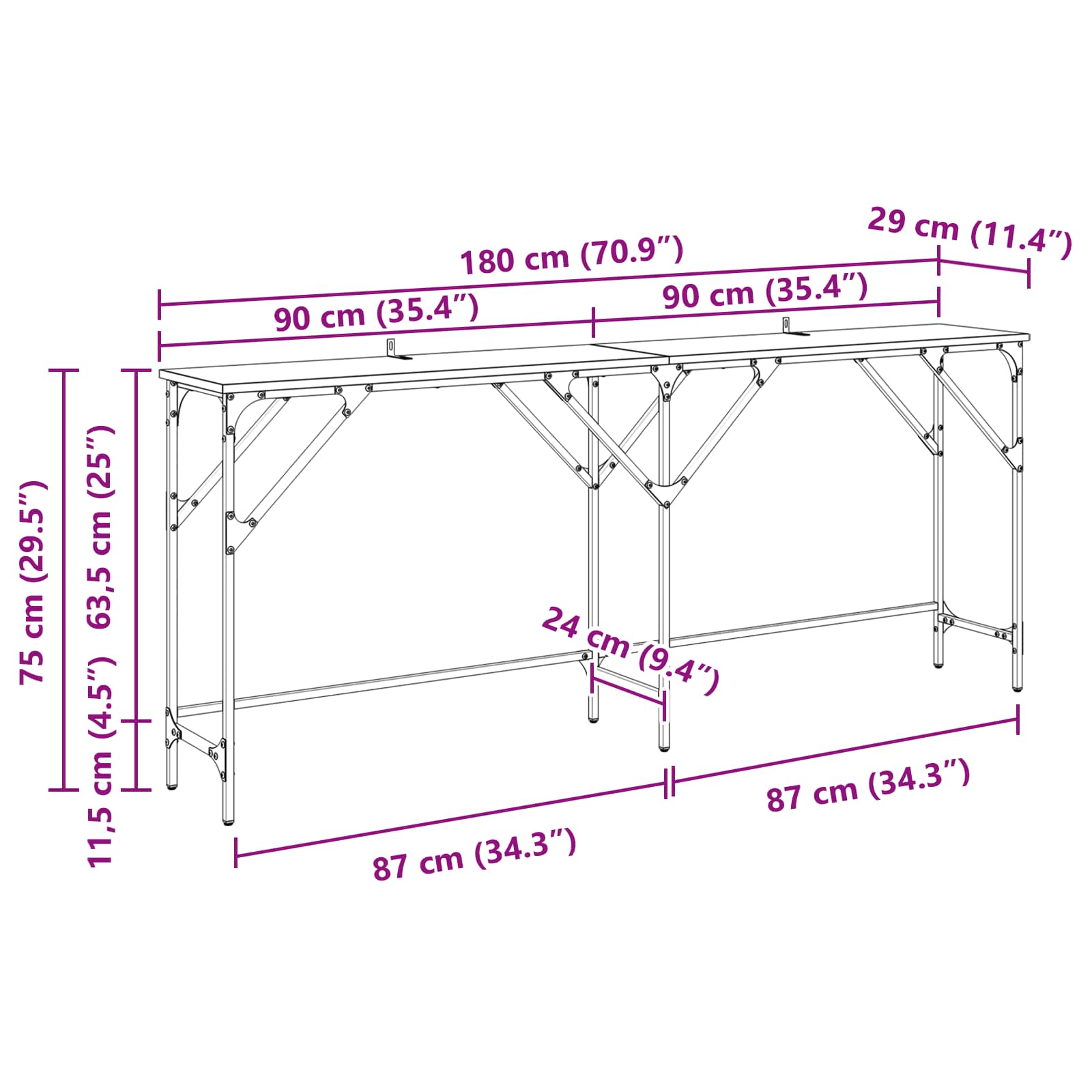 Konzolna stolica Staro drvo 180 x 30 x 75 cm Konstruirano drvo