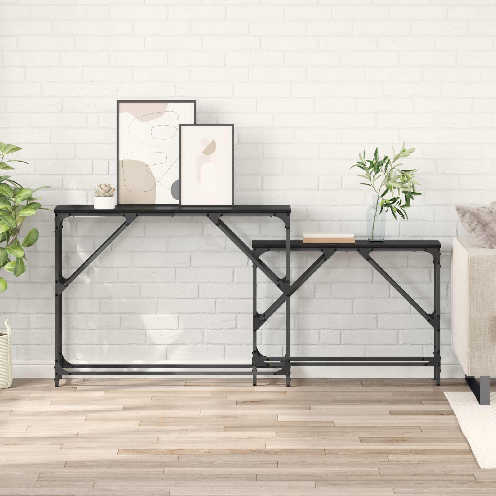 Konzolna stolica 2 pcs Crni hrast 100 x 28 x 75 cm