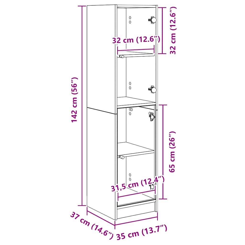 Highboard Staro drvo 35 x 37 x 142 cm Konstruirano drvo
