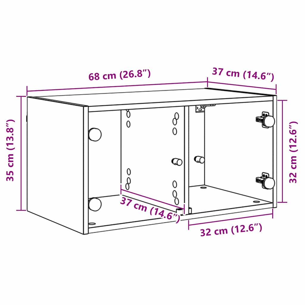 Ormar za Zid Zidne Crni hrast 68 x 37 x 35 cm Konstruirano drvo