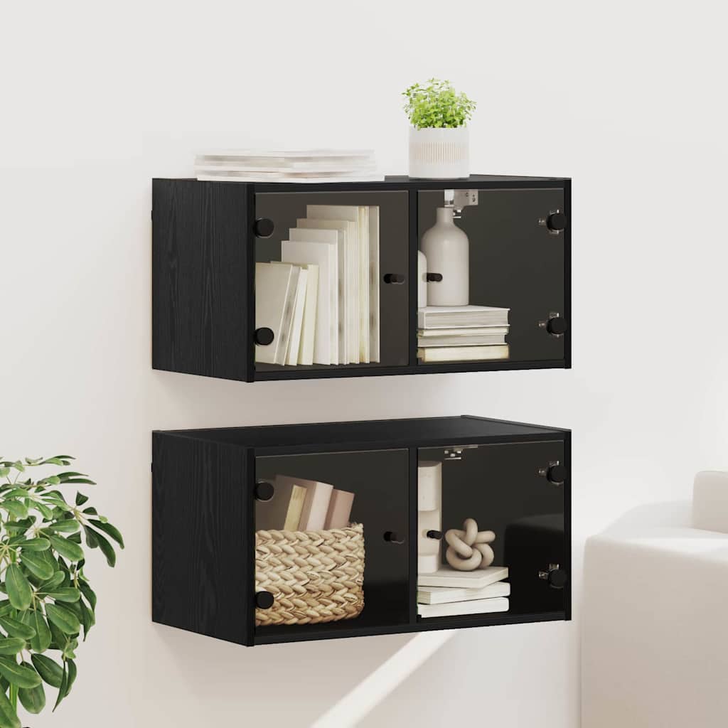Zidni ormari 2 pcs Crni hrast 68 x 37 x 35 cm Konstruirano drvo