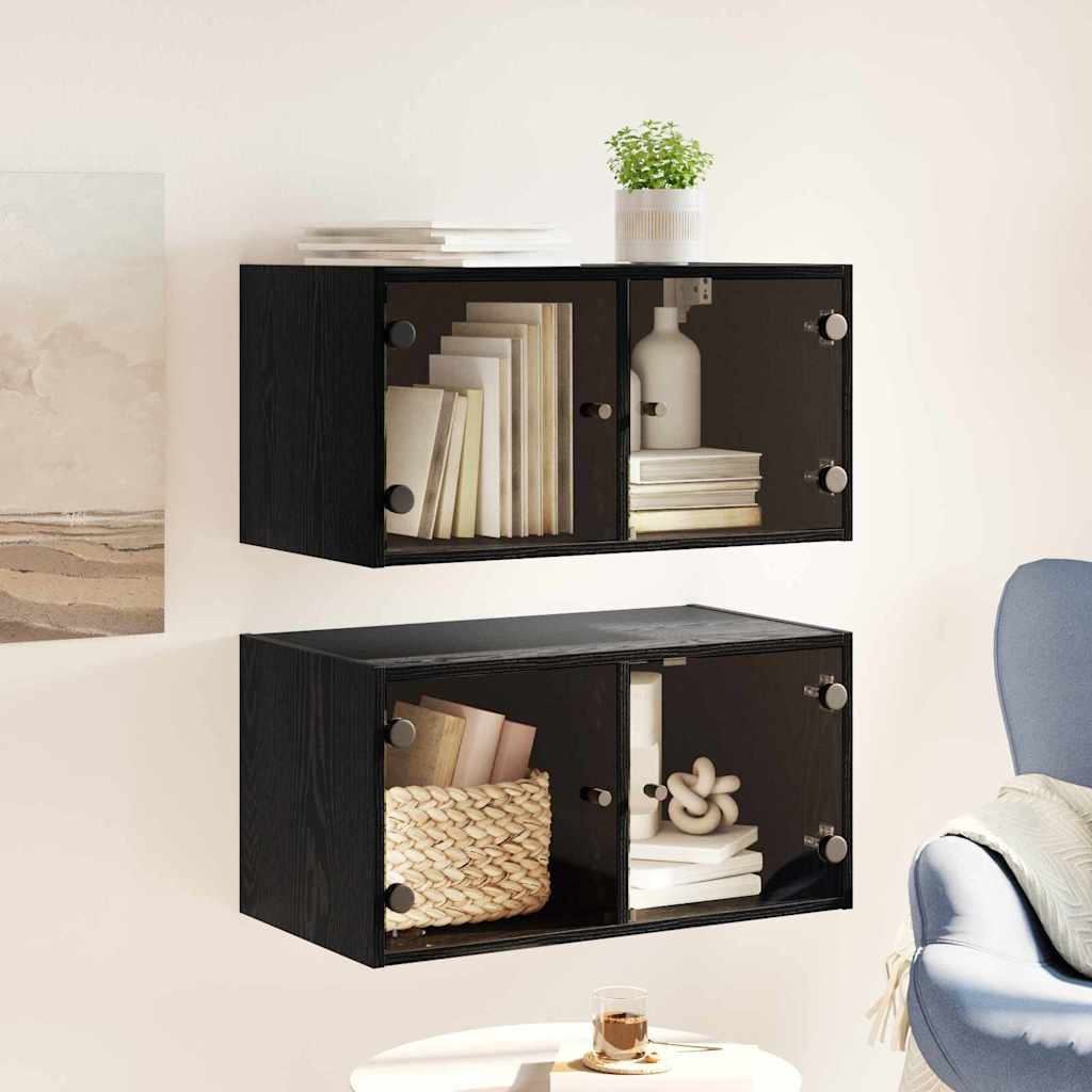 Zidni ormari 2 pcs Crni hrast 68 x 37 x 35 cm Konstruirano drvo