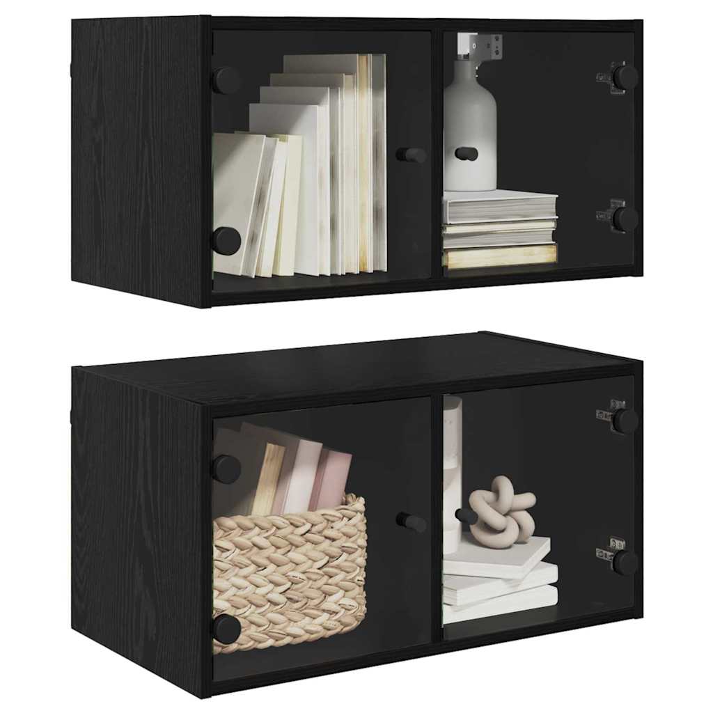 Zidni ormari 2 pcs Crni hrast 68 x 37 x 35 cm Konstruirano drvo