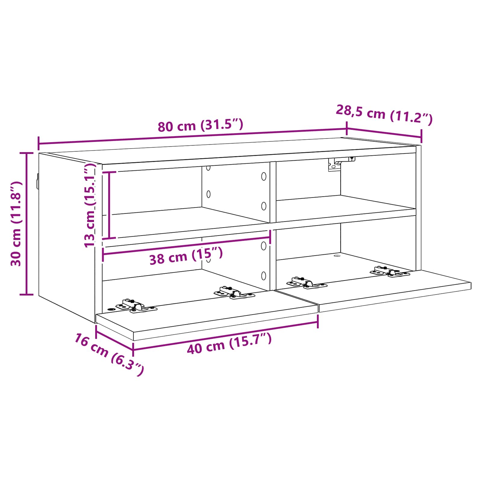 TV zidni ormar Crni hrast 80 x 30 x 30 cm Konstruirano drvo