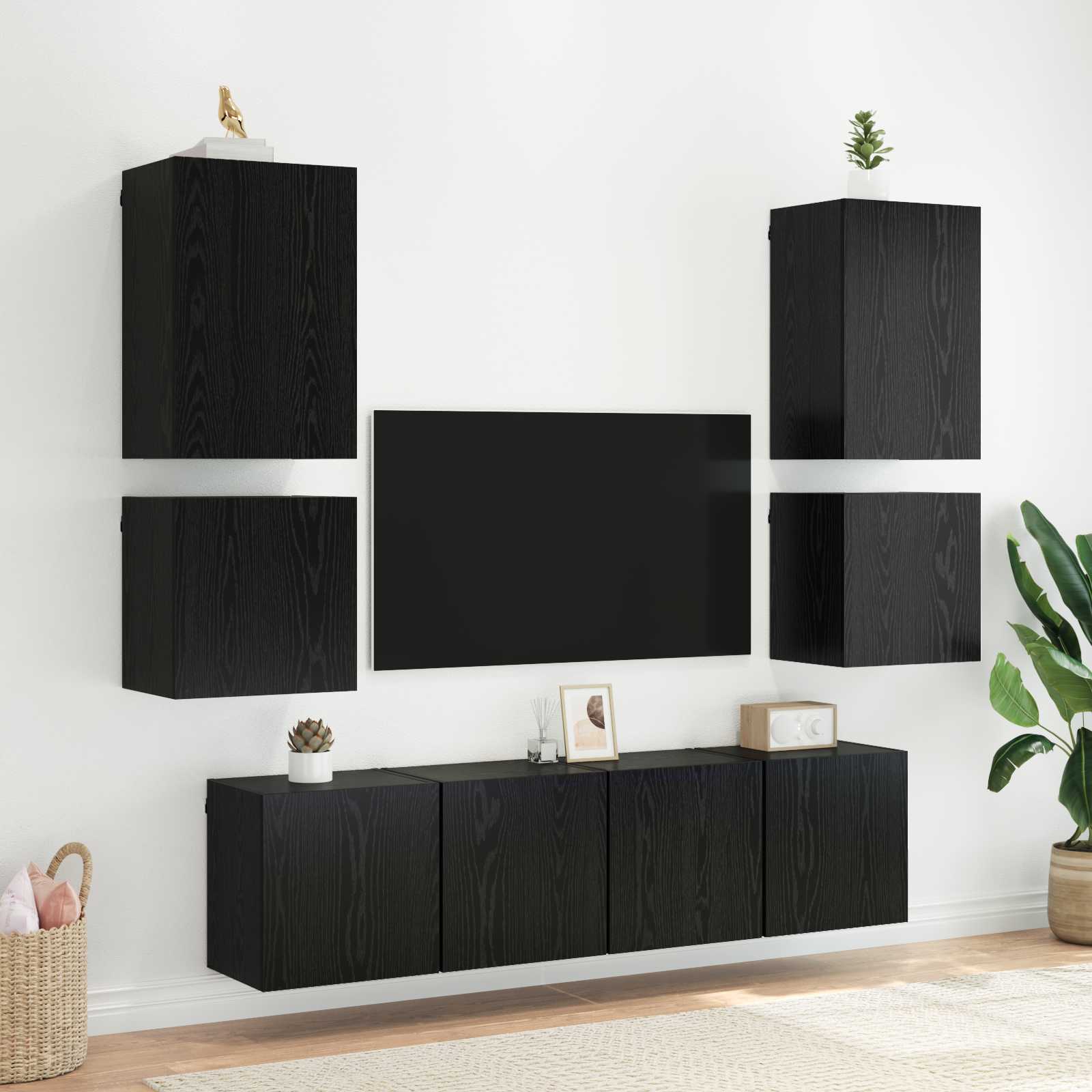TV zidni ormar Zidne Crni hrast 40,5x30x40cm Konstruirano drvo