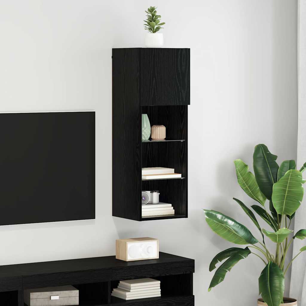 TV ormar za montažu na zid Zidne Crni hrast 30,5 x 30 x 90 cm