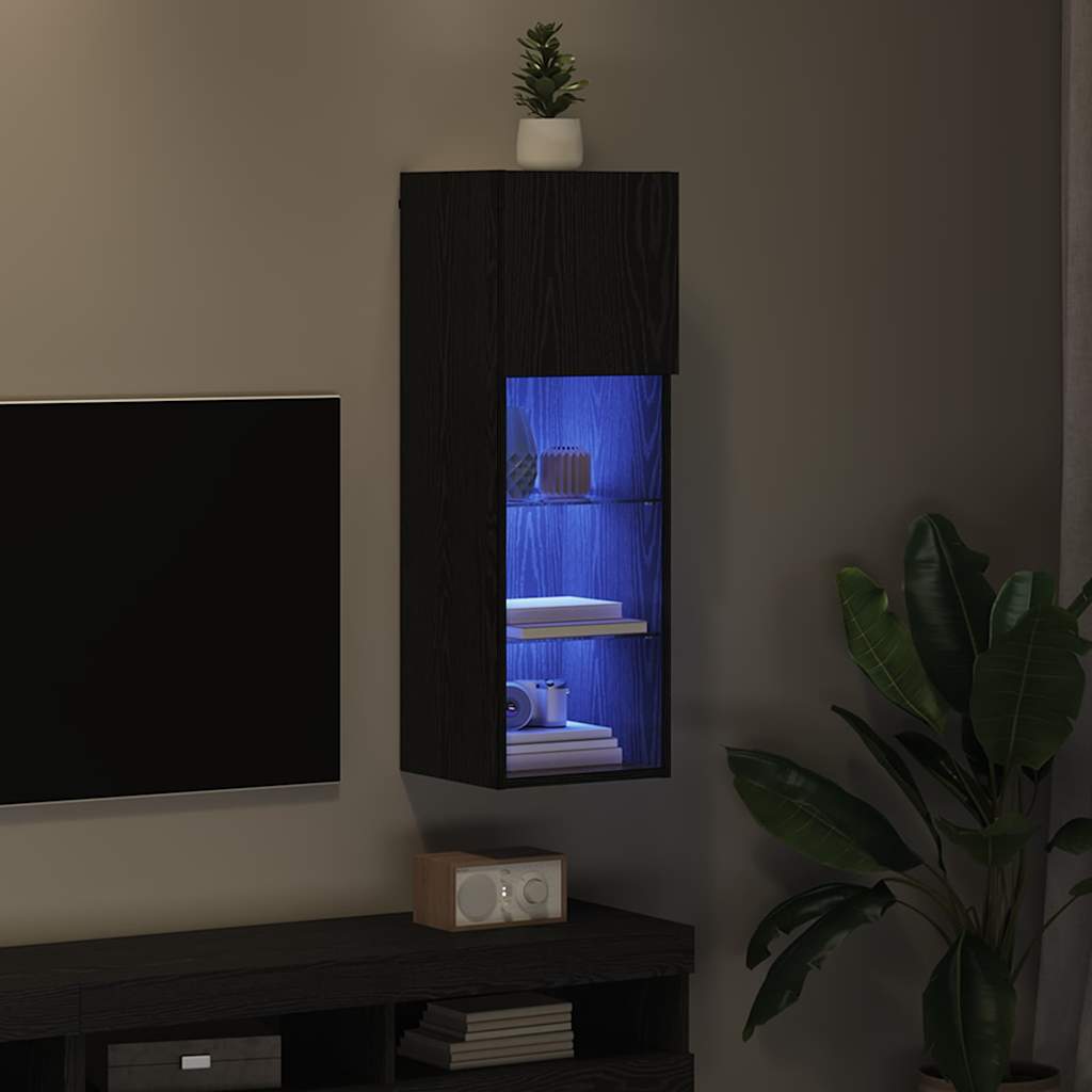 TV ormar za montažu na zid Zidne Crni hrast 30,5 x 30 x 90 cm