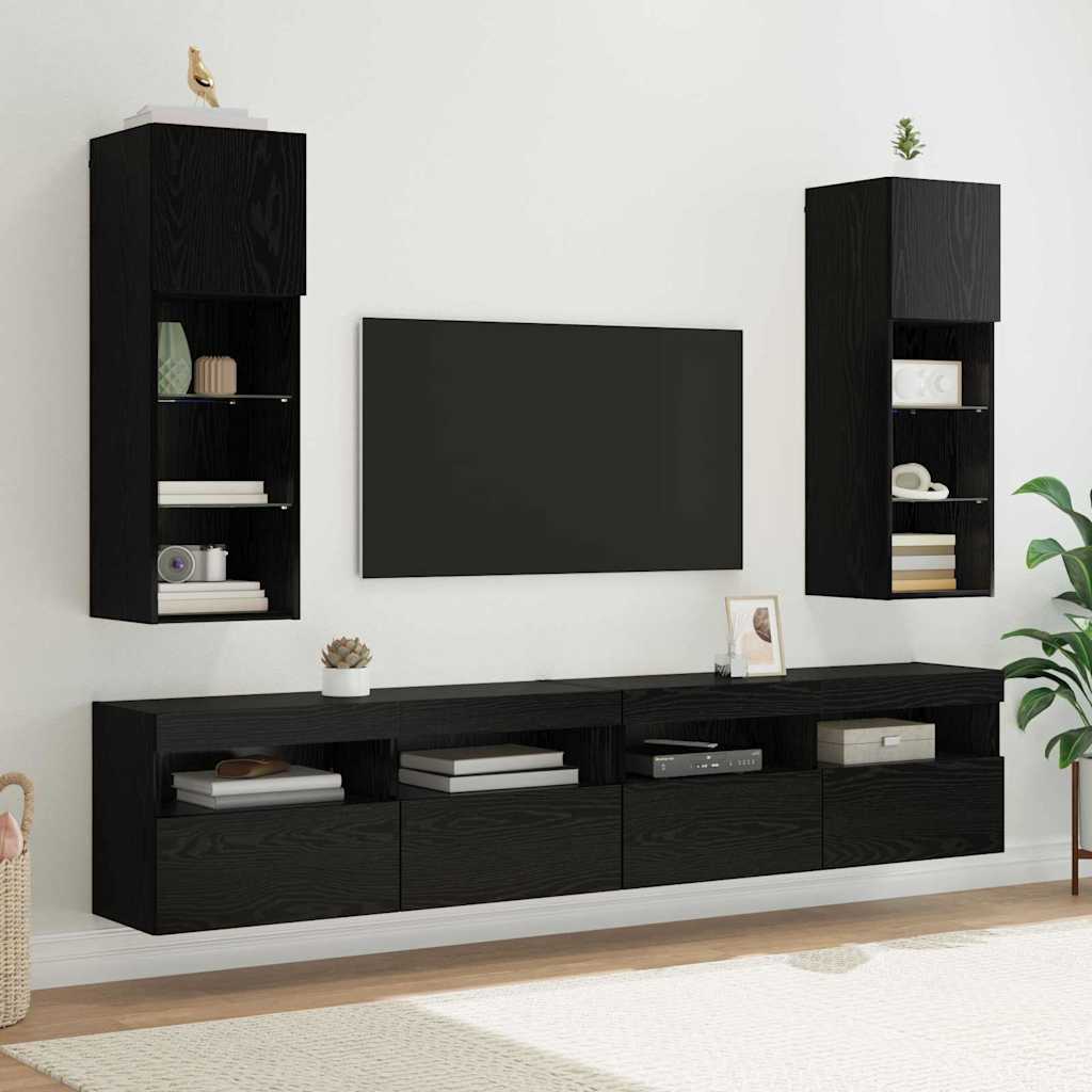 TV ormar za montažu na zid Zidne Crni hrast 30,5 x 30 x 90 cm