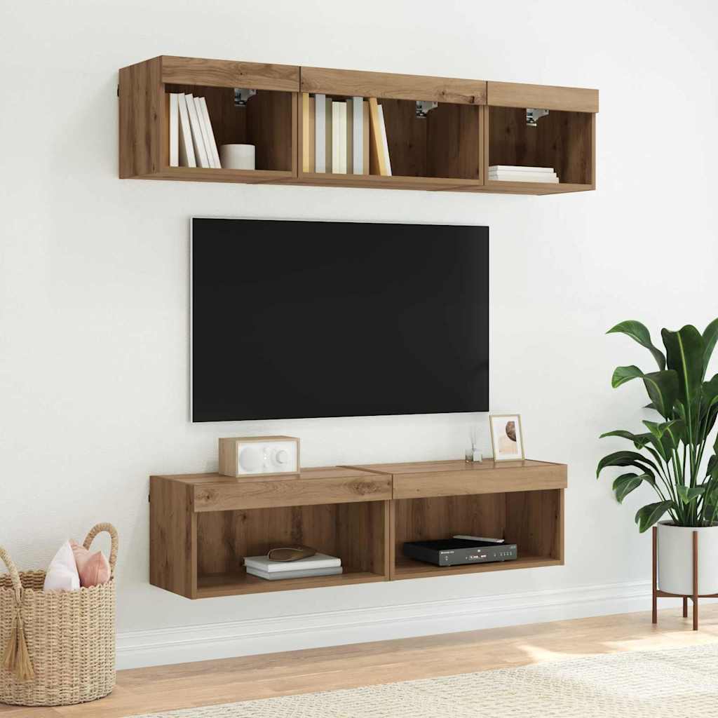 Set TV komoda s LED svjetlima Umjetnički hrast 60 x 30 x 30 cm